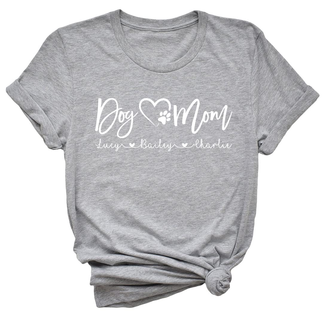 Personalized Dog Mom Shirt with Custom Dog Names - Funny Dog Lover T-Shirt for Women - Perfect Gift for Pet Owners - Great for Dog Walks, Pet Playdates & Mother's Day
