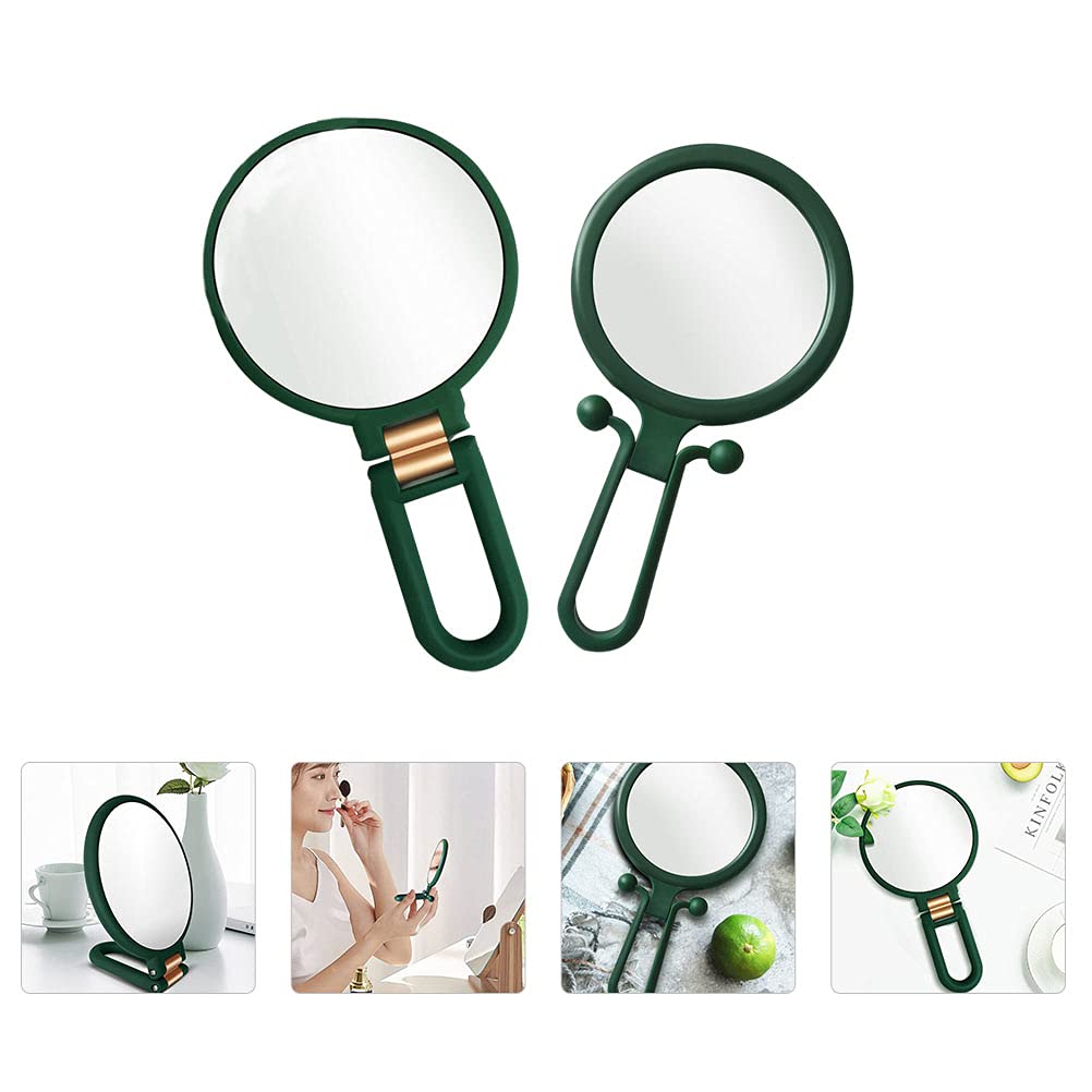 2PCS Folding Desktop Makeup Mirror - Small Double-Sided Portable Cosmetic Mirror with LED Lights for Home & Travel | Perfect for Vanity, Dressing Table, and On-the-Go Touch Ups