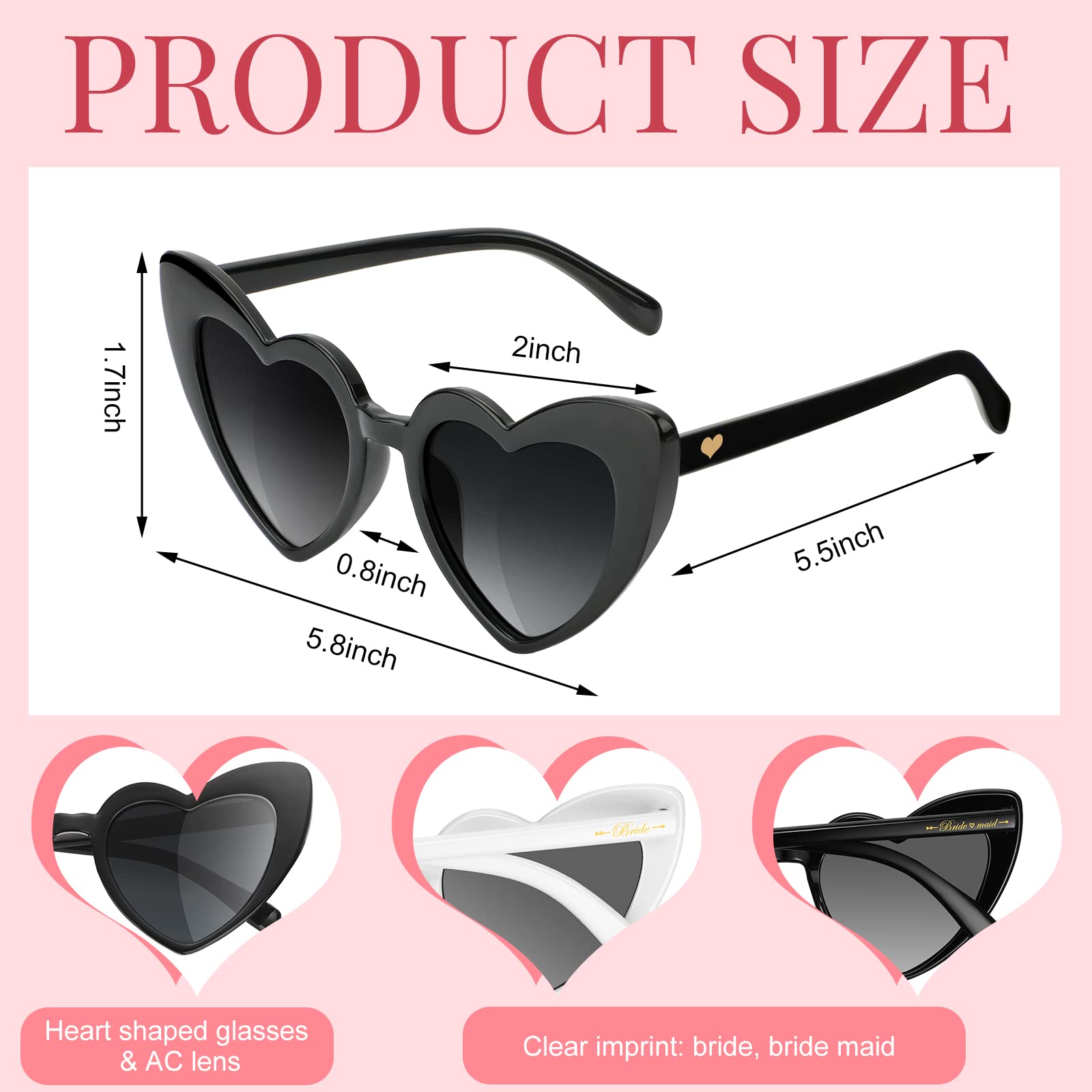 14 Pcs Bachelorette Party Hats & Heart Sunglasses Set - Bride Baseball Cap & Bridesmaid Accessories for Wedding Shower, Girls Night Out & Bachelorette Party Decorations