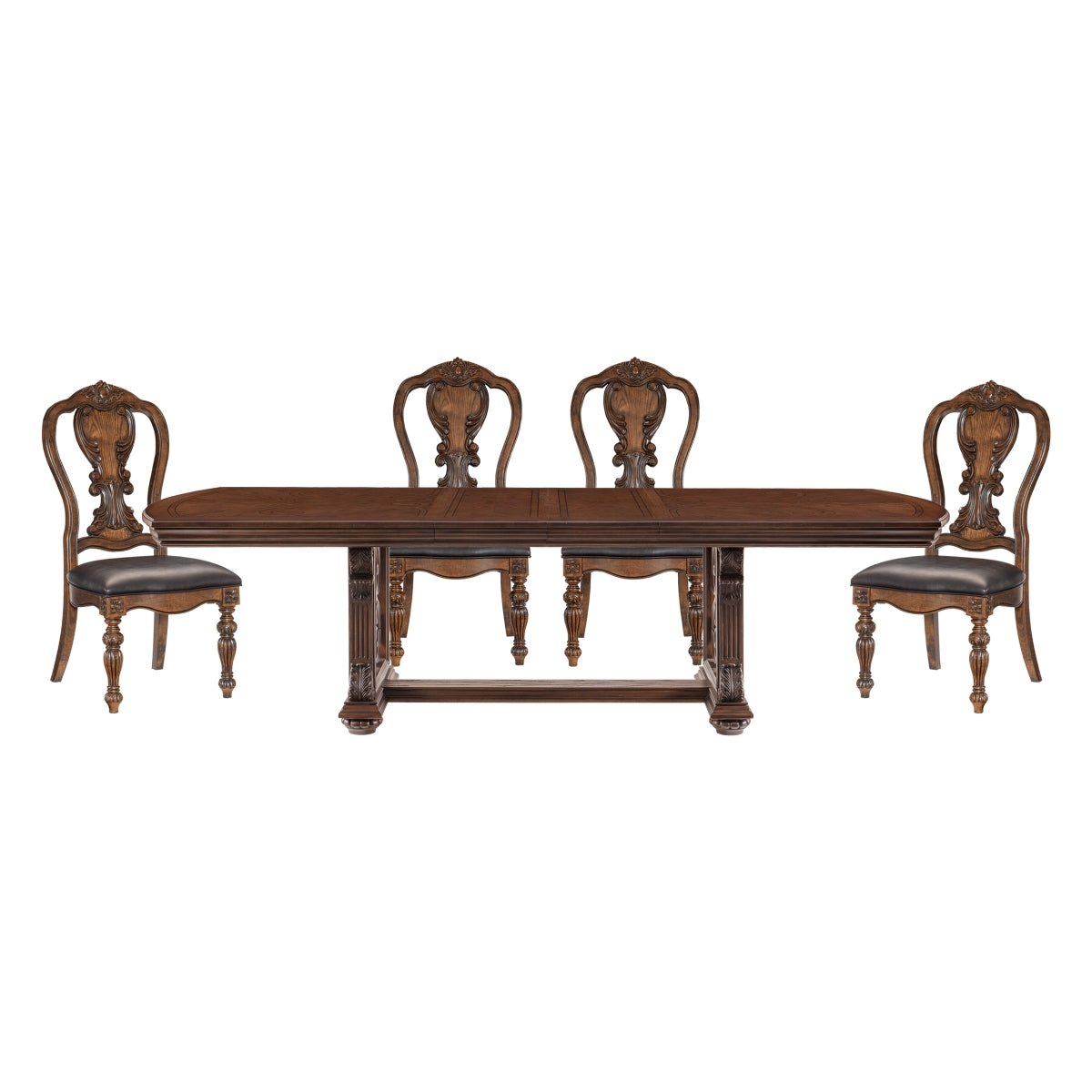 Bergen Collection Dark Oak Dining Set - 6-Piece Modern Wooden Table & Chairs for Kitchen, Dining Room | Rustic Farmhouse Style Furniture for Home Decor