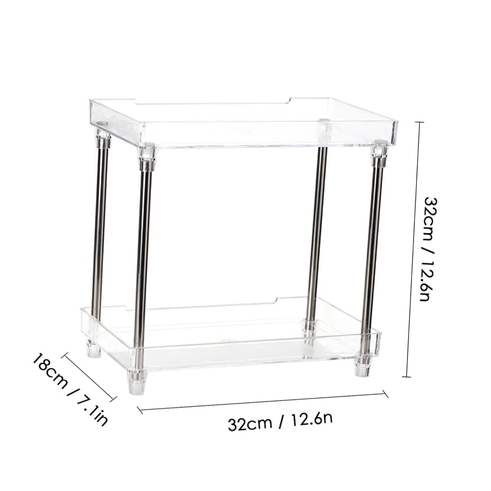 Kavolet 2-Tier Clear Acrylic Bathroom Organizer - Countertop Cosmetic Display Case & Storage Shelf for Perfume, Skincare, Makeup - Perfect for Vanity, Dresser, Counter Organization (Ideal for Small Spaces & Clutter-Free Bathroom Decor)