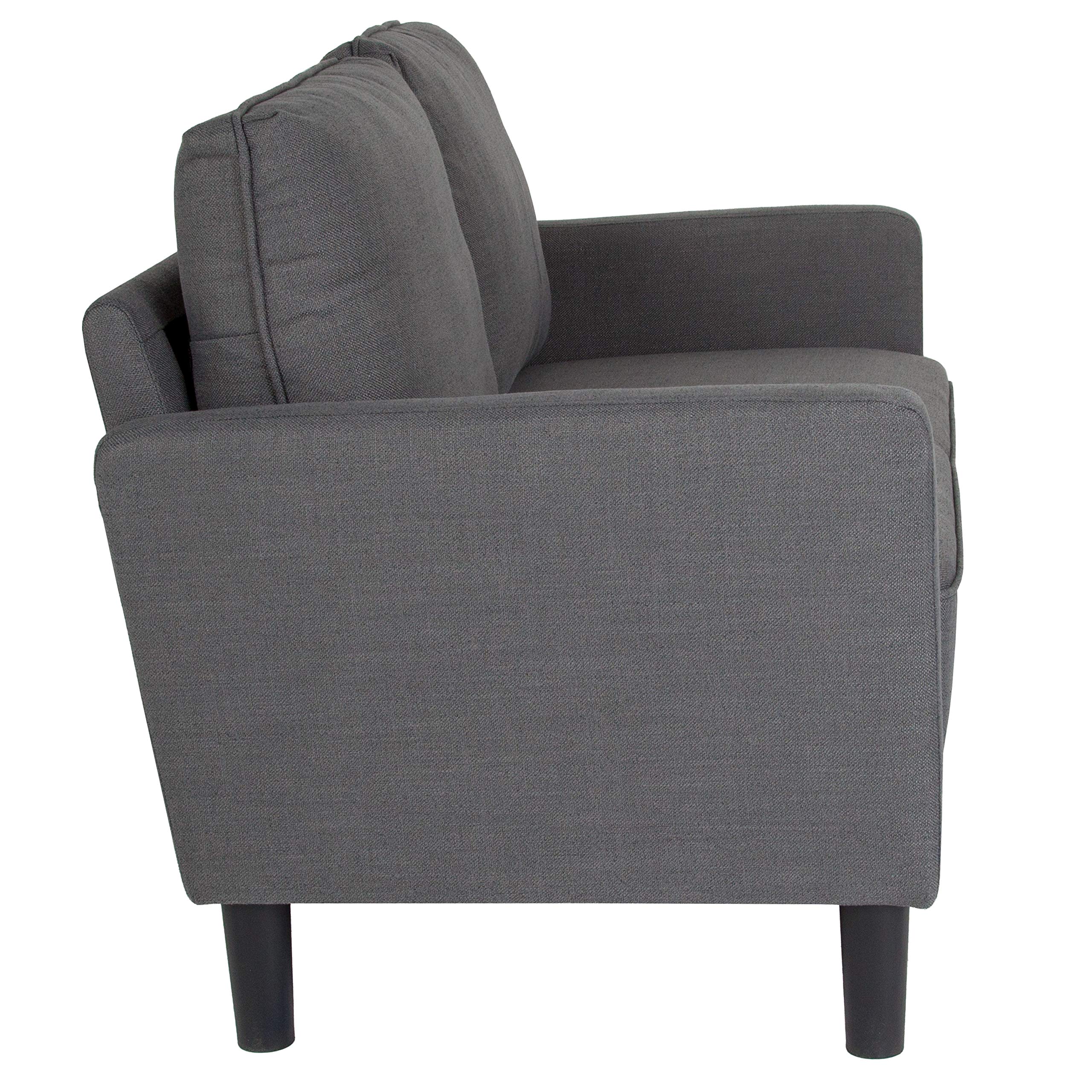 Flash Furniture Washington Park Dark Gray Upholstered Loveseat - Modern Two-Seater Sofa for Living Room, Office Lounge & Small Spaces