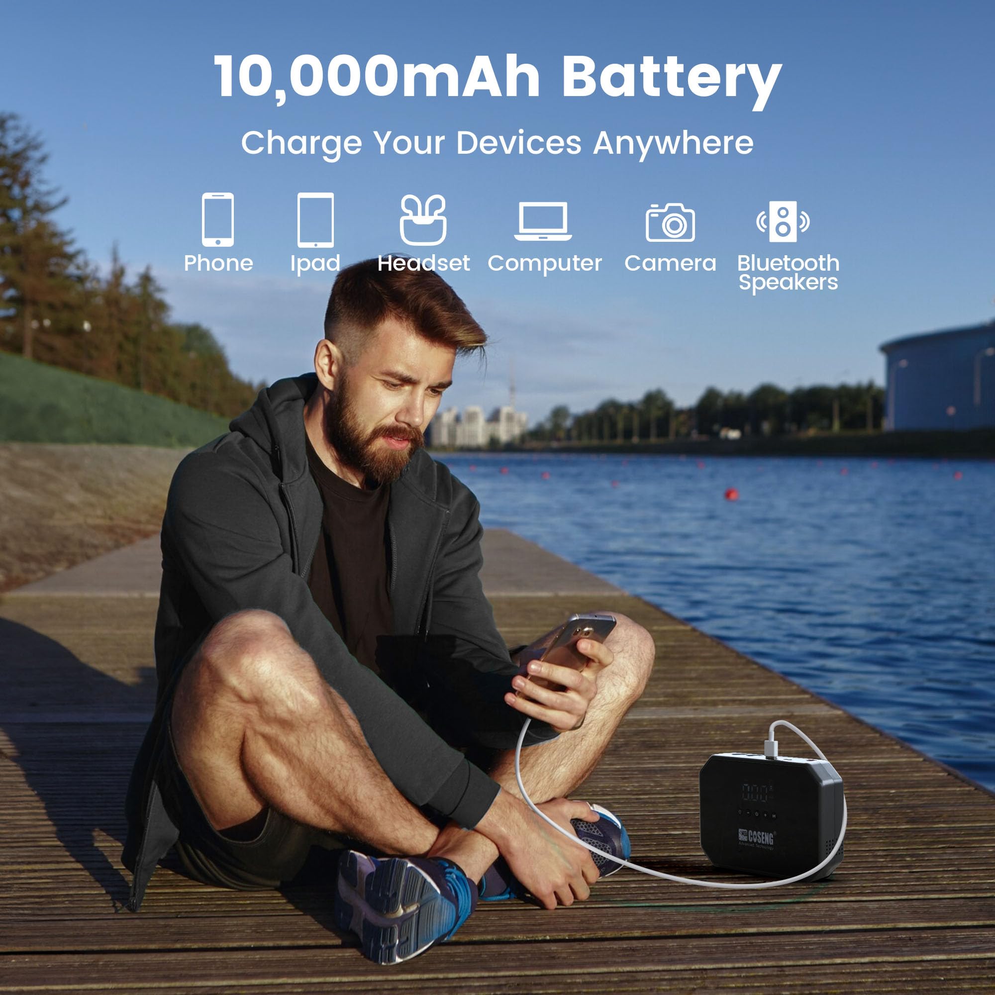 J22 3500A Portable Jump Starter with Air Compressor - 150PSI Tire Inflator & 12V Car Battery Booster for All Gas & 6.0L Diesel Engines | Smart Jumper Cables & 3-Mode Emergency Flashlight | Perfect for Roadside Emergencies, Camping & Winter Car Prep