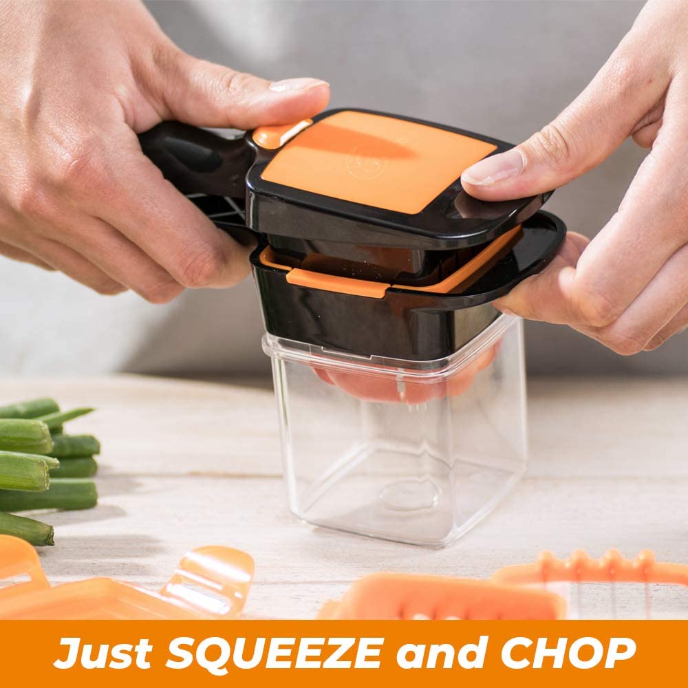 Nutrichopper Deluxe Food Chopper - 30% Larger Fresh-Keeping Storage Containers, Multi-Purpose Vegetable Slicer for Chopping, Cubing & Wedging with Stainless Steel Blades (Set of 4) - Perfect for Meal Prep, Salads, Soups & On-The-Go Snacks