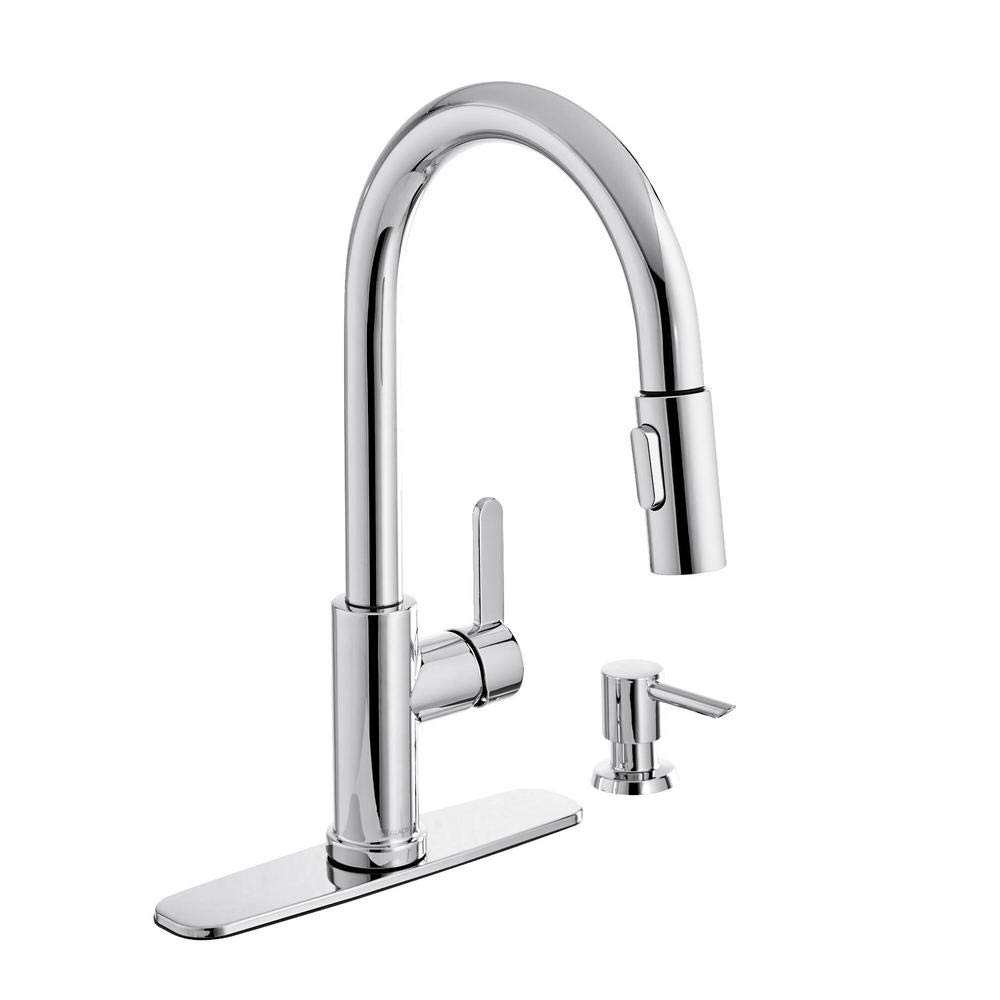 Glacier Bay Paulina Chrome Single-Handle Pull-Down Sprayer Kitchen Faucet with TurboSpray Technology - FastMount Installation & Soap Dispenser Included - Perfect for Modern Kitchens & High-Traffic Homes