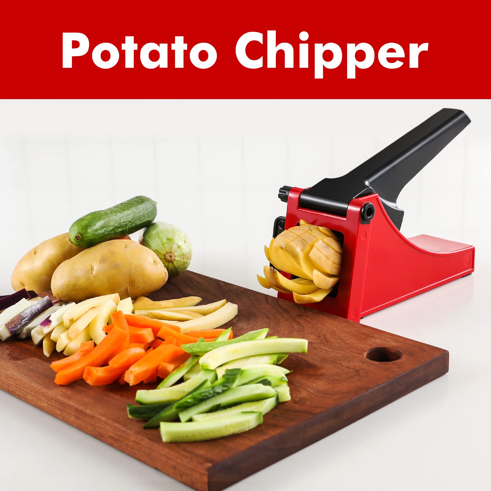 Geedel Manual Potato Chipper - Professional Vegetable & Fruit Slicer for Potatoes, Onions, Carrots, Cucumbers | Perfect for Home Cooking, Meal Prep & Healthy Snacks