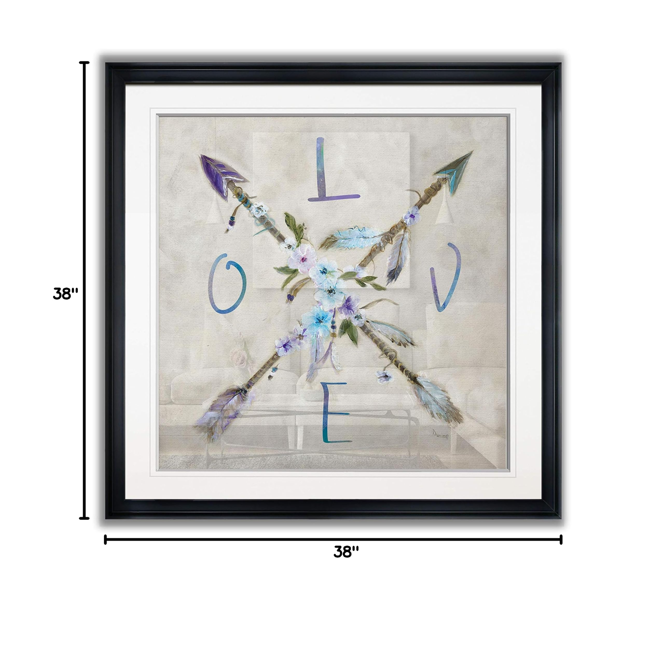 Boho Arrow Love Inspirational Art Quotes Wall Decor - Giclee Canvas Prints with Feather & Flower Motifs, Framed Painting for Living Room, Bedroom & Office Decor