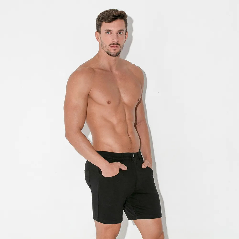 Code 22 Slim Fit 5-Pocket Stretch Shorts for Men - Comfortable & Stylish Casual Wear (Black) | Perfect for Gym, Running, Travel & Everyday Use