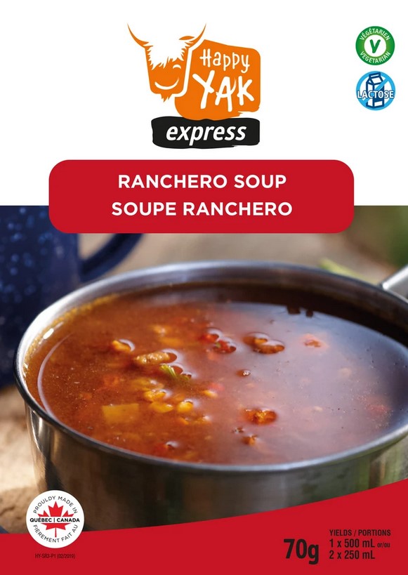 Happy Yak Ranchero Soup - Authentic Mexican Style Beef & Bean Soup - Gluten Free, High Protein Camping & Backpacking Meal - Perfect for Outdoor Adventures & Emergency Food Supply