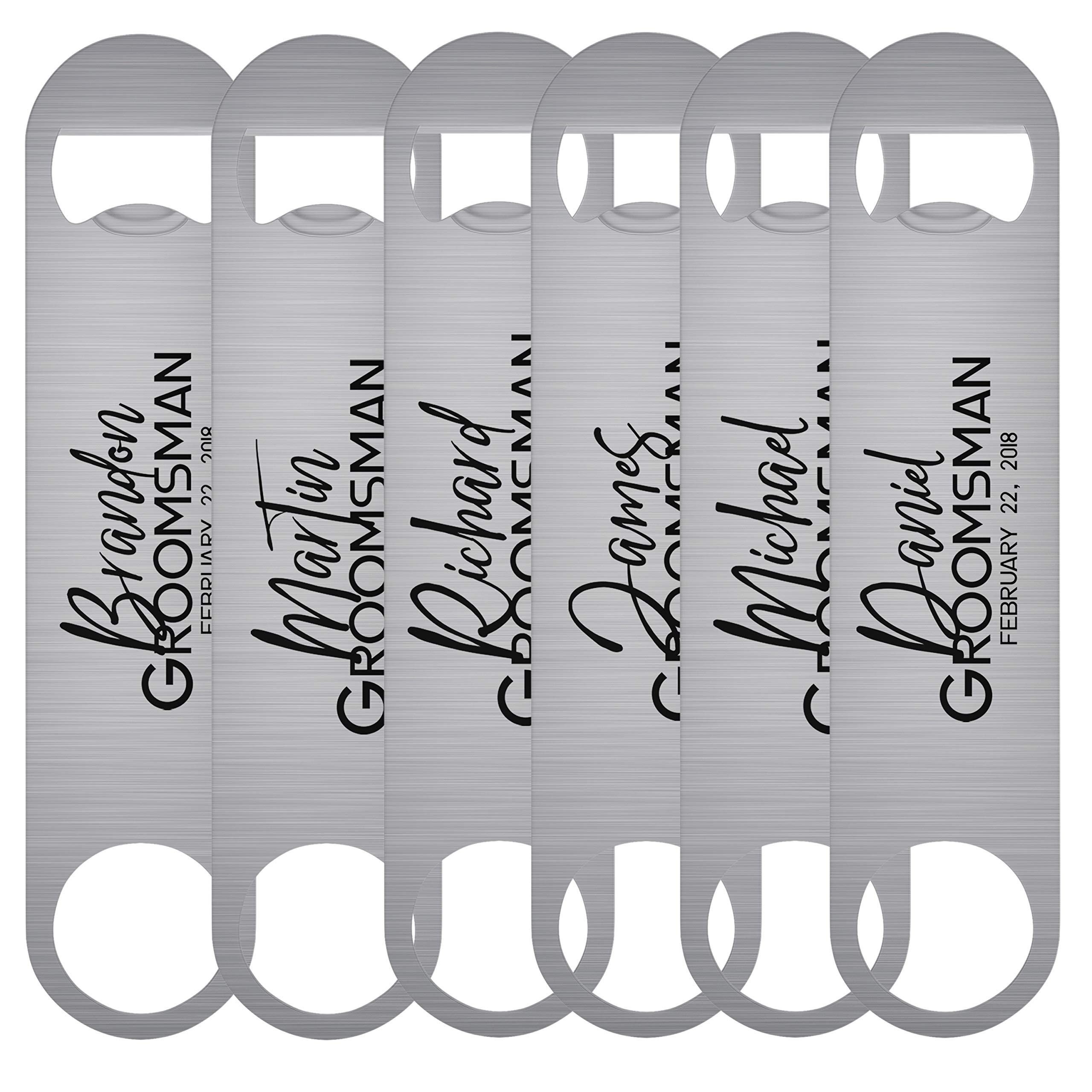 Personalized Stainless Steel Bottle Openers Set of 6 - Unique Groomsmen & Bridesmaid Gifts for Weddings - Best Man, Bachelor Party & Bridal Shower Accessories - Perfect for Wedding Celebrations, Anniversary Gifts & Party Favors