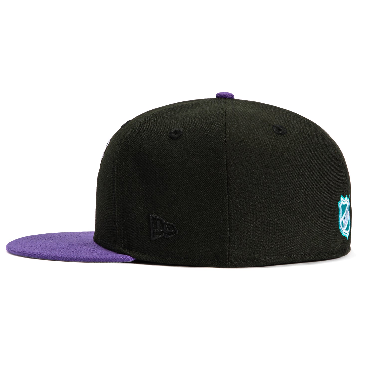 New Era 59Fifty San Jose Sharks Logo Patch Snapback Hat - Black & Purple NHL Hockey Cap for Men & Women - Perfect for Games, Fan Gear & Streetwear Fashion