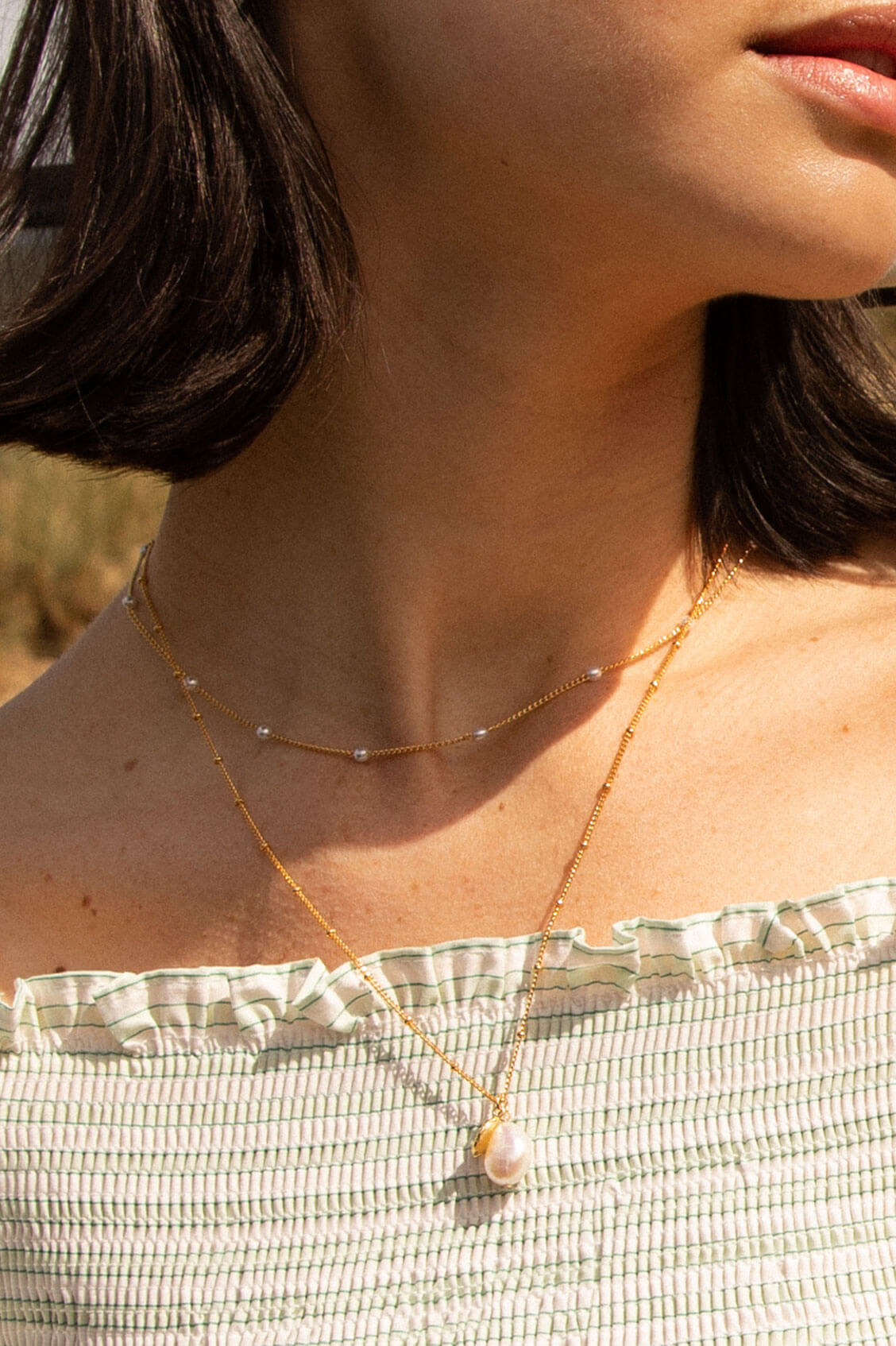 Double Charm Textured Coin & Baroque Pearl Necklace - Elegant Layered Jewelry for Women, Perfect for Date Night, Wedding, and Special Occasions