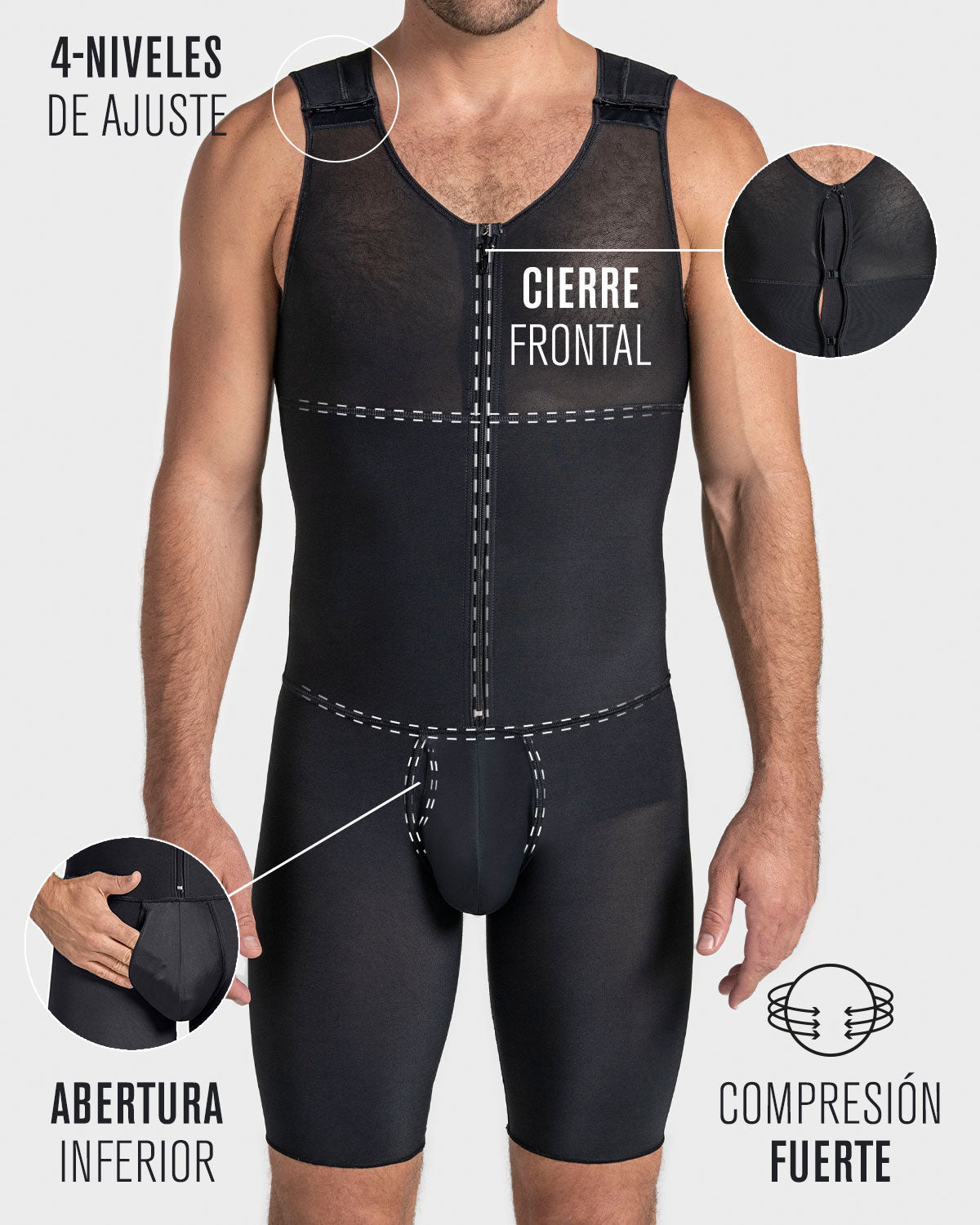 Men's Firm Compression Shaper Bodysuit - Slimming Shapewear for Tummy Control & Posture Support - Perfect for Workouts, Postpartum Recovery & Everyday Wear