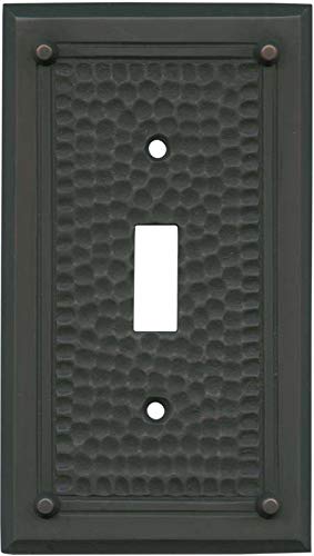 Oil Rubbed Bronze Hammered Toggle Light Switch Plate - 1 Gang Wall Plate Cover for Bedroom, Living Room & Office Decor