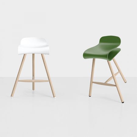 BCN Wood Base Stool - Solid Wood Bar Stool with Backrest, Counter Height Stool for Kitchen Island, Dining Table & Home Decor - Rustic & Modern Design for Indoor Use