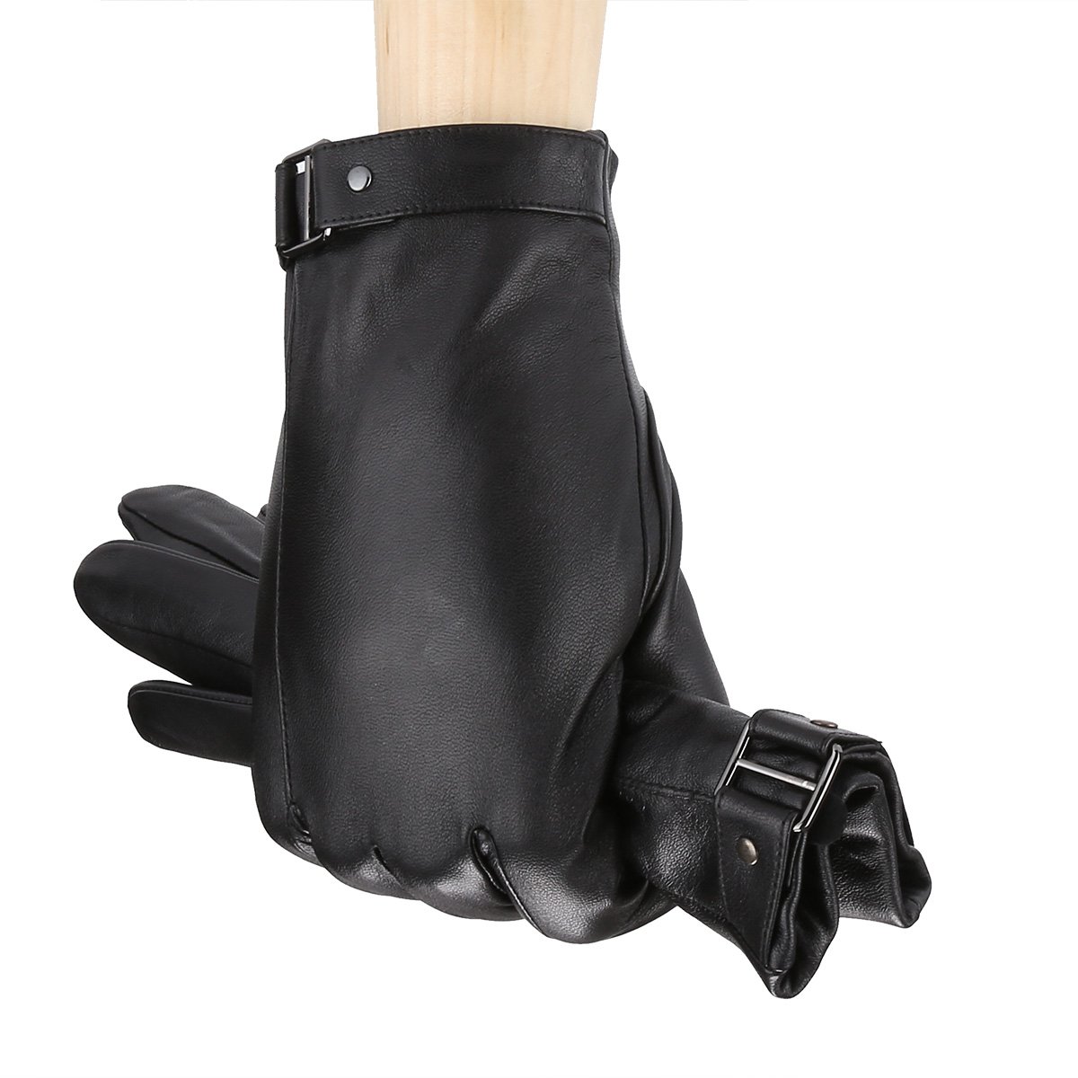 MoDA Men's Mr. Pittsburgh Genuine Leather Wrist Strap Gloves for Driving, Motorcycling & Winter Outdoor Activities - Durable & Stylish Men's Fashion Accessory