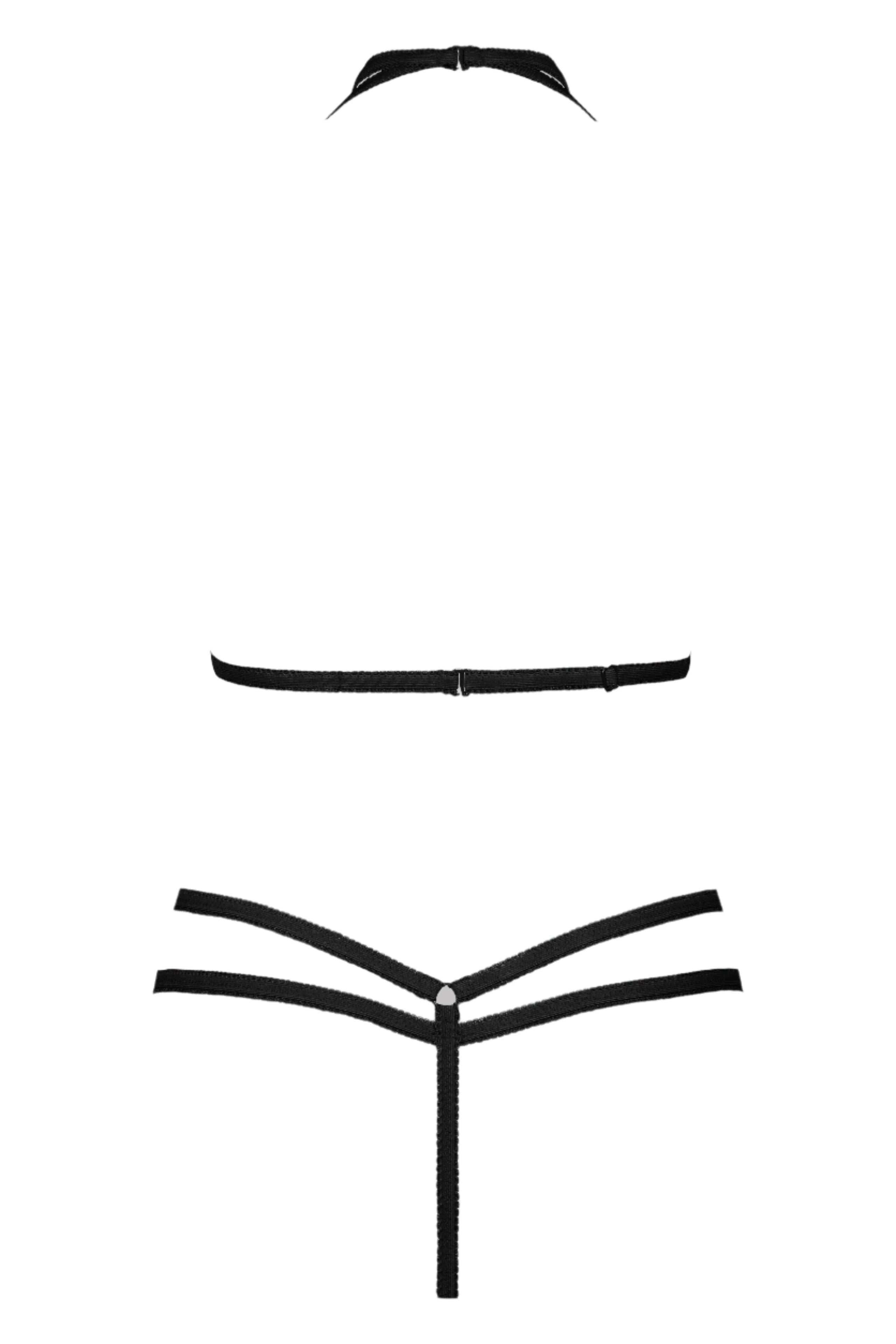 Le Petit Secret Black Lingerie Harness & Thong Set - Sexy Corset Outfit for Valentine's Day, Boudoir Photography & Romantic Nights