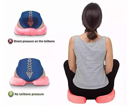 Premium Orthopedic Memory Foam Seat Cushion for Car, Office & Gaming Chairs - Coccyx & Tailbone Pain Relief - Sciatica Support Pillow with Breathable Mesh Cover (White) - Perfect for Long Drives, Work from Home & Back Pain Sufferers