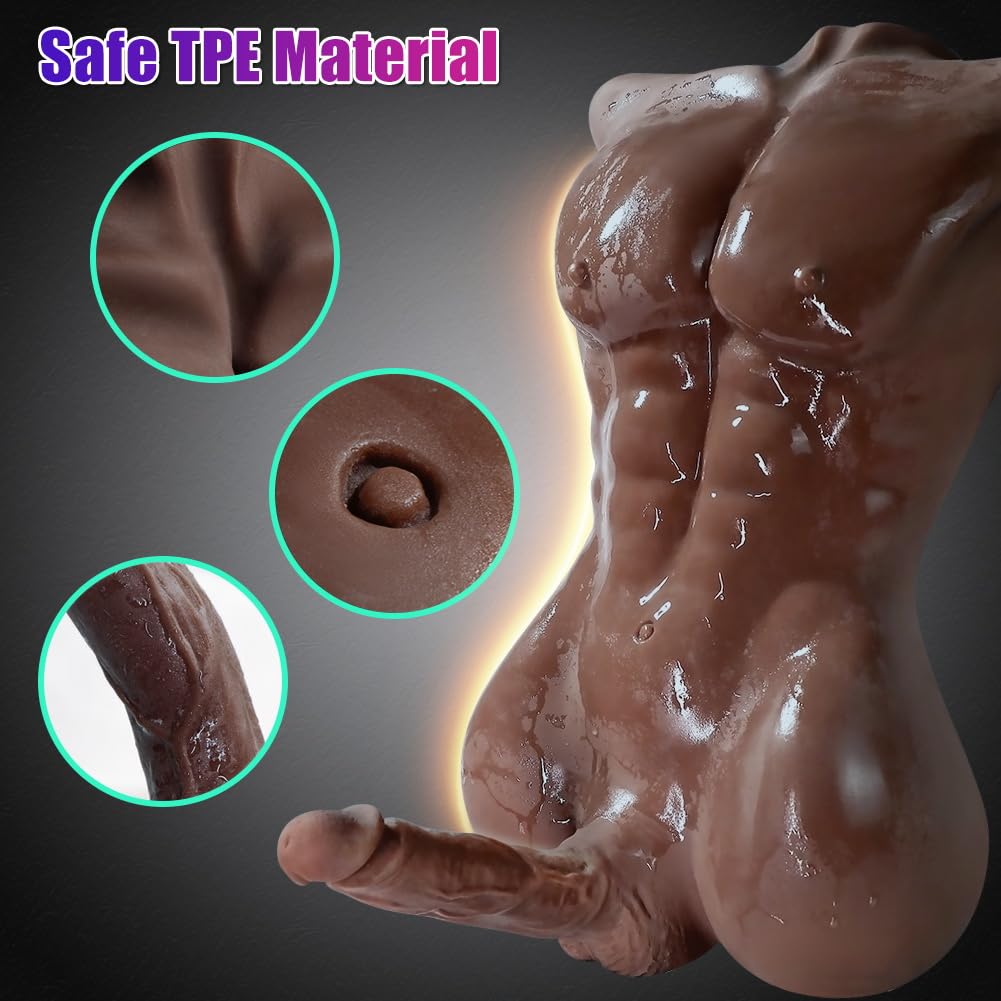 Realistic Male Sex Doll for Women & Gay Men - 7 Inch Erect Penis, 3D Muscle Design, Insertable Anus - Perfect for Solo Play, Couples Exploration & Fantasy Fulfillment (Black)
