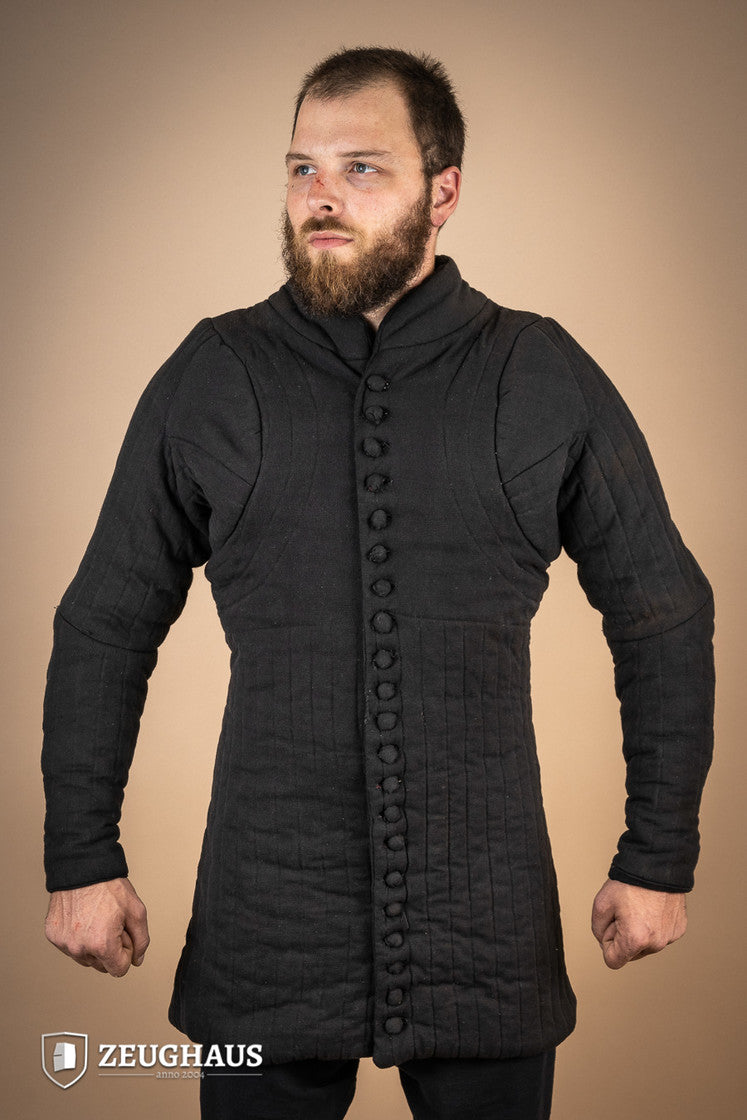 14th Century Medieval Gambeson Armor - Black Historical Reenactment Costume for LARP, Cosplay & Renaissance Fairs