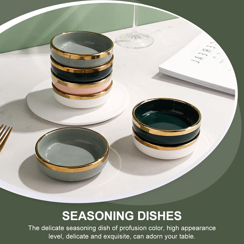 Hemoton 4-Piece Ceramic Sauce Bowls Set - Small Appetizer Plates for Dipping Sauces, Vinegar, Seasonings, Pickles - Perfect for Kitchen, Dining Table, Party Snacks & Entertaining