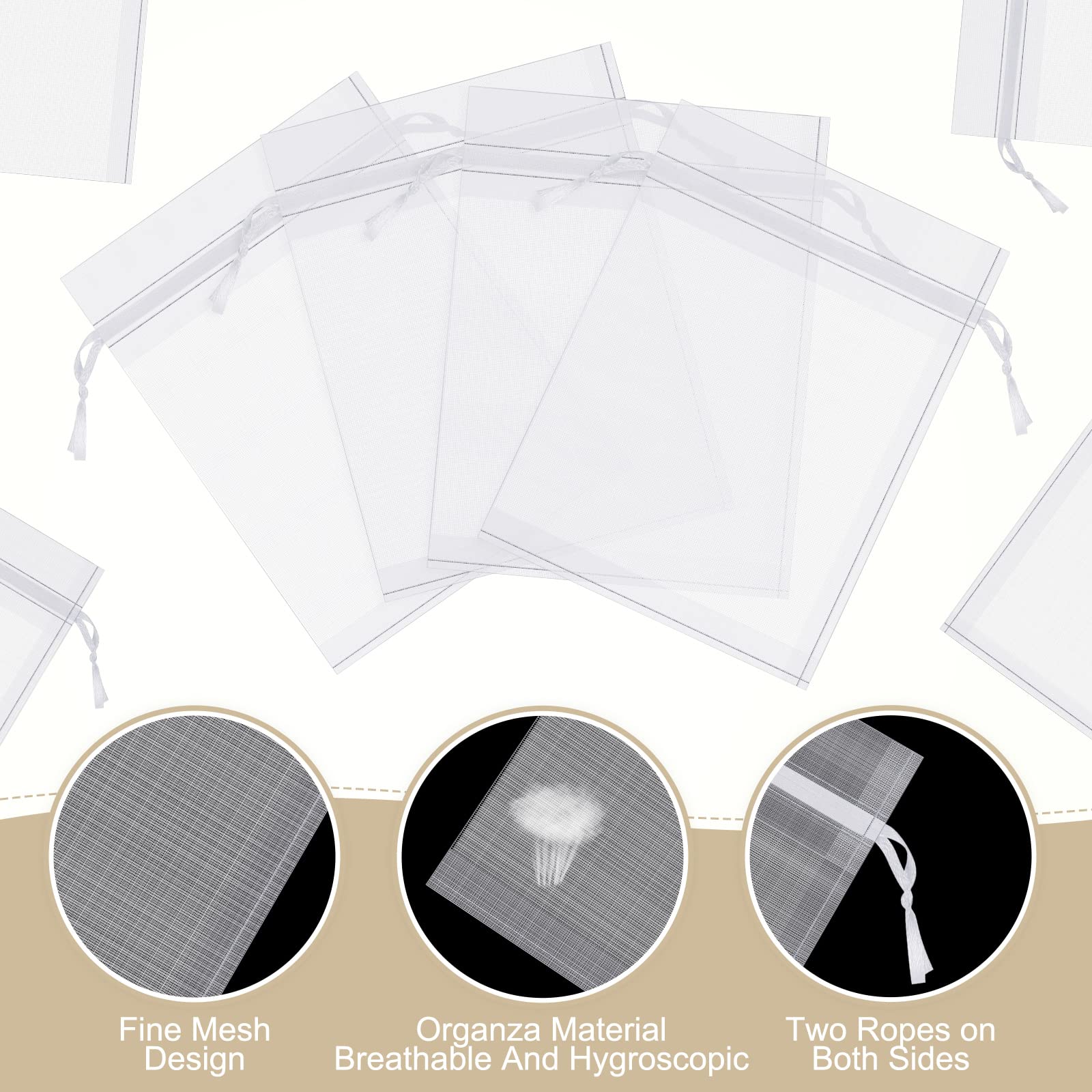 1000 Pcs White Organza Bags 3x4 Inches - Jewelry Gift Bags, Wedding Favor Bags, Drawstring Mesh Pouches for Candy, Bracelets, Party Favors & Small Gifts - Perfect for Bridal Showers, Baby Showers and Birthday Parties