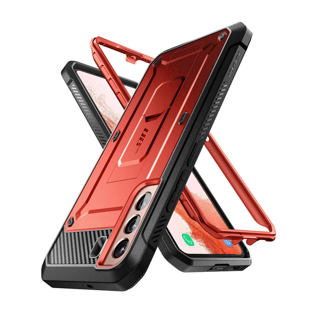 Samsung Galaxy S22 Unicorn Beetle PRO Case - Heavy Duty Rugged Shockproof Cover with Metallic Red Finish | Perfect for Outdoor, Work & Extreme Sports Protection
