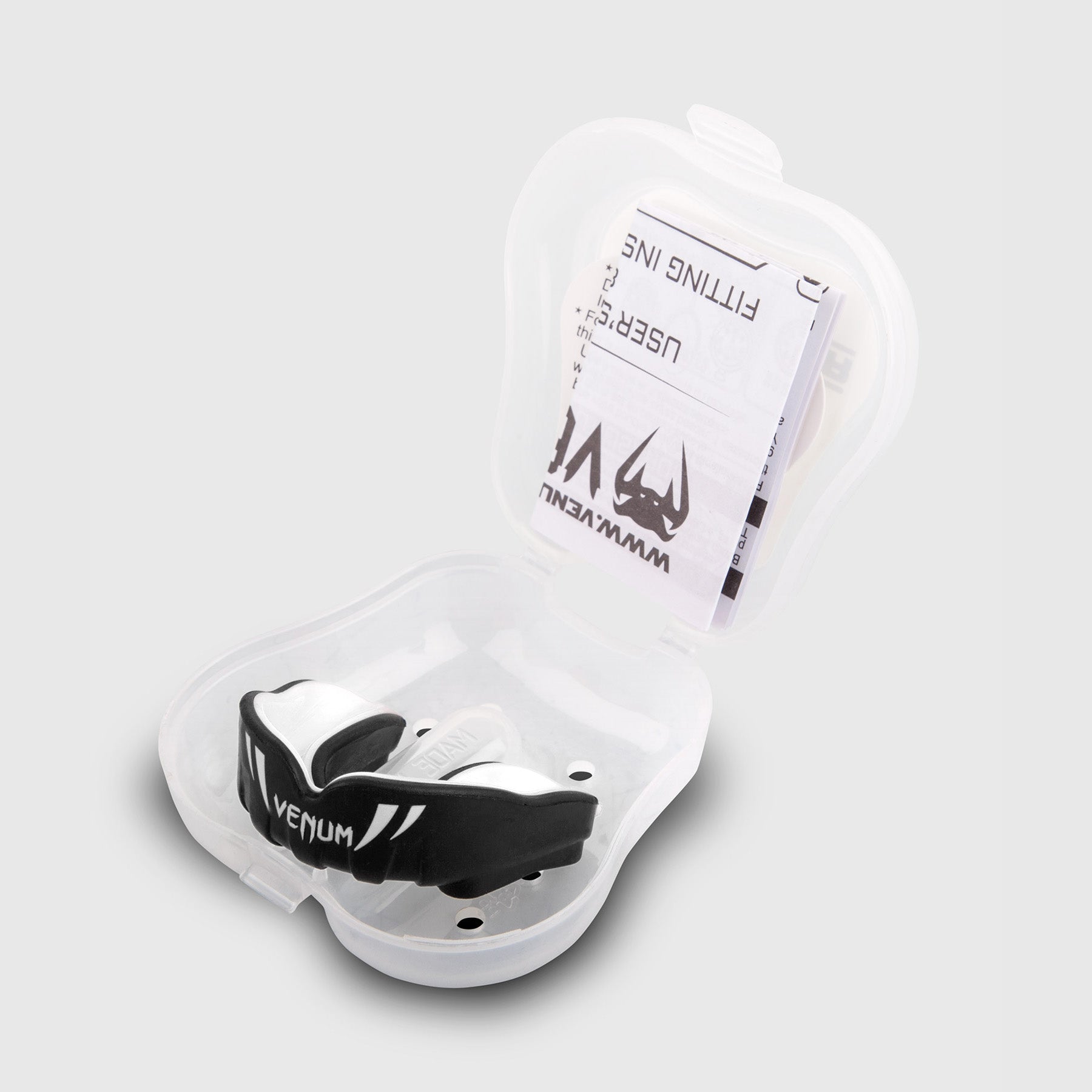 Venum Challenger Kids Mouthguard - Black & White - Perfect for Youth Boxing, MMA, and Martial Arts Training