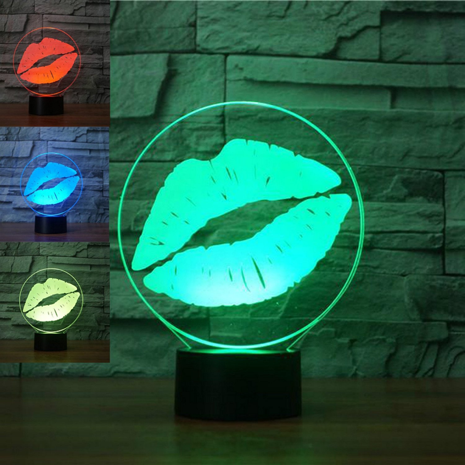 SUPERIORVZND 3D Illusion Lip Night Light - 16 Color Changing LED Lamp with Remote Control & Touch Switch, Perfect for Bedroom, Desk Decor, Christmas & Birthday Gifts