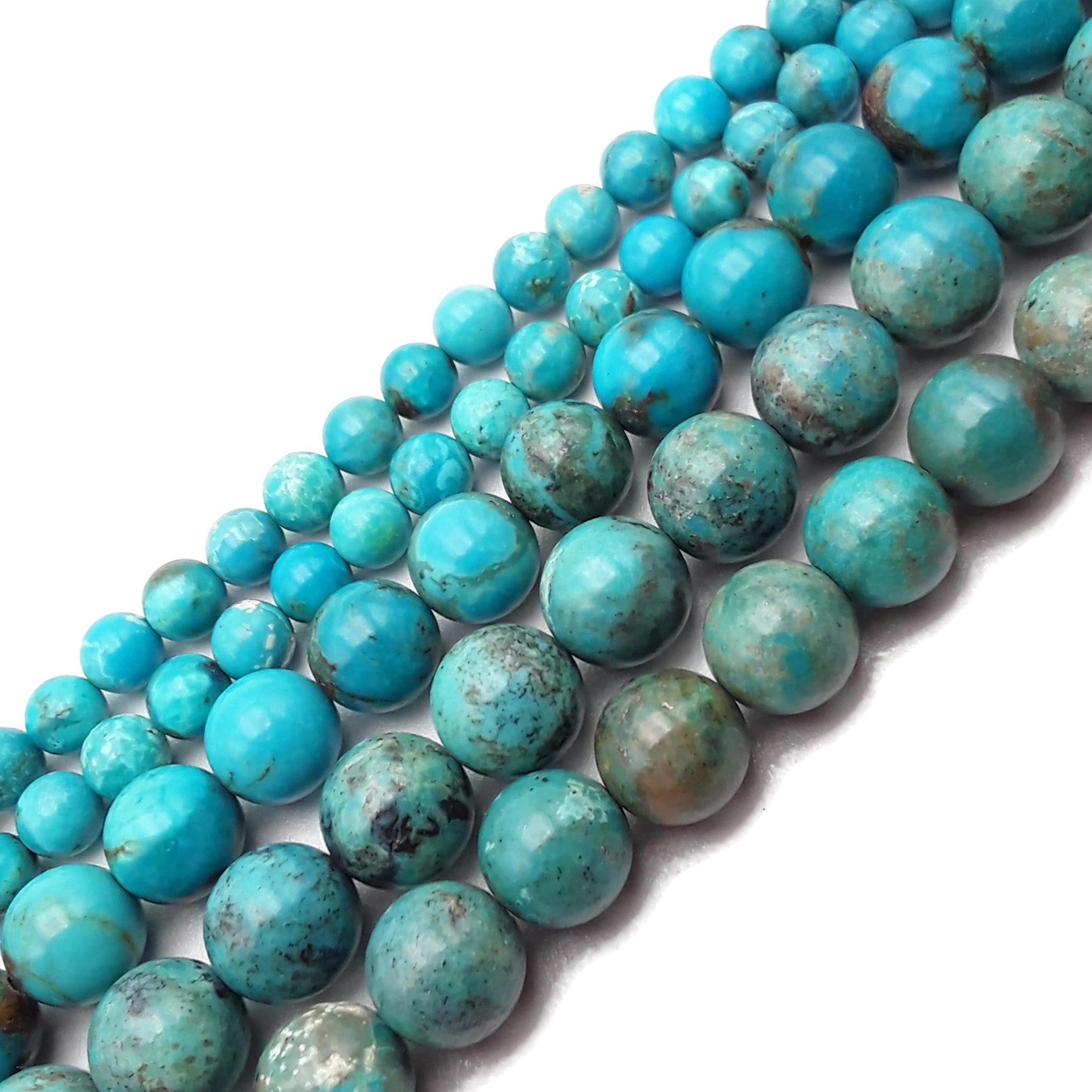 Genuine Natural Turquoise Smooth Round Beads - 5mm to 10mm & 15.5 Strand - Handmade Jewelry Making Supplies for Necklaces, Bracelets & DIY Crafts