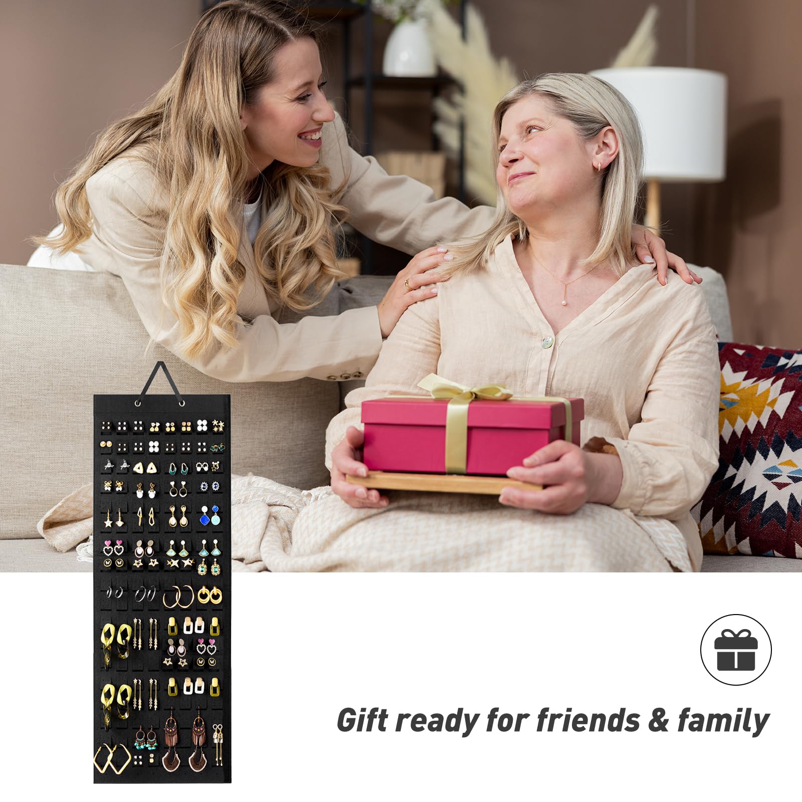 Lolalet 20-Hook Wall Mount Earring Organizer with 608 Holes - Black Felt Jewelry Display for Stud & Hanging Earrings - Perfect for Bedroom, Bathroom & Closet Storage (1 Pack)