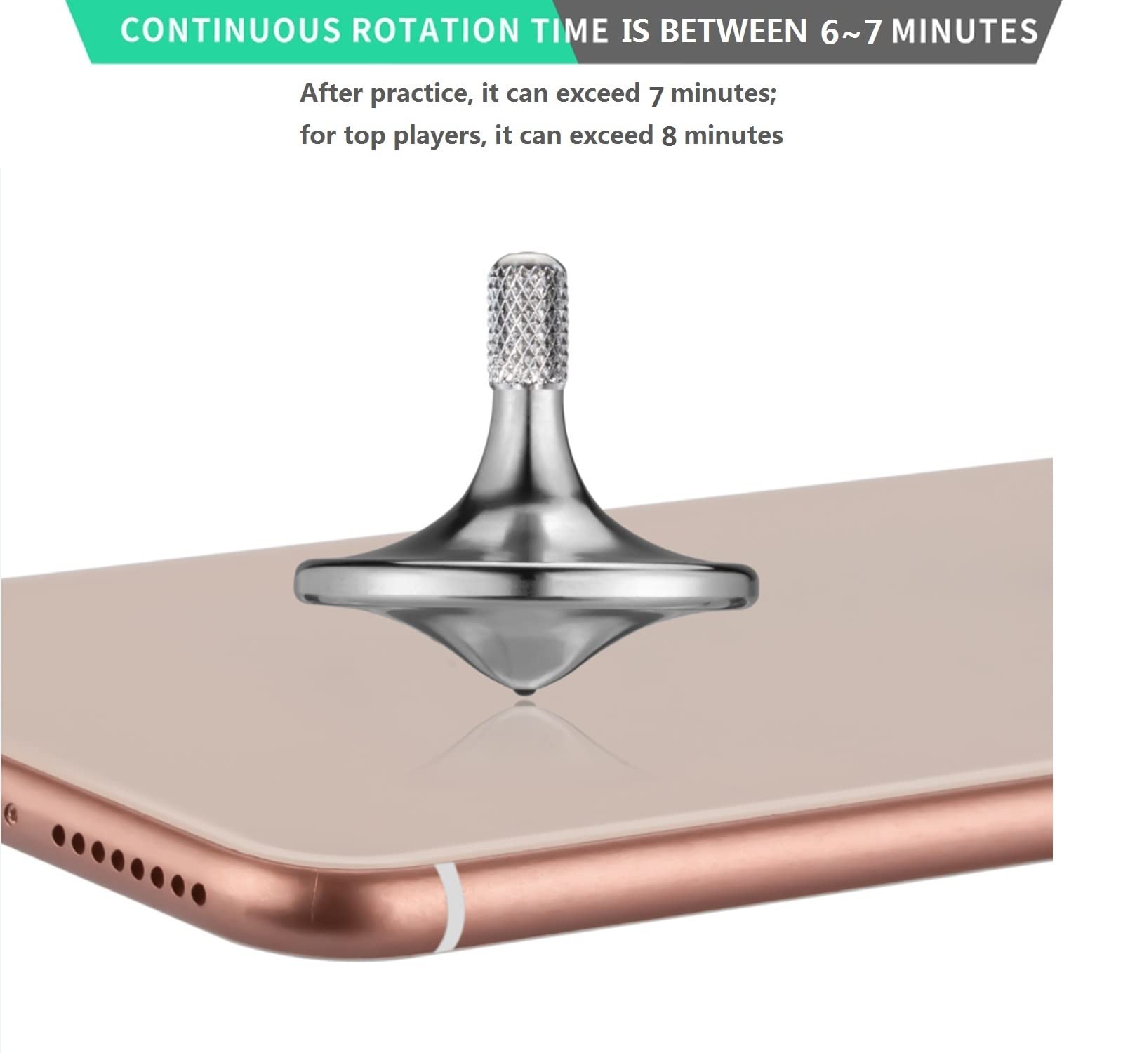 Premium Metal Spinning Top for Adults - High Precision Balance Toy with 8+ Minute Spin Time - Smooth EDC Desk Gyro for Office Stress Relief & Focus - Unique Silver Gift for Men & Women