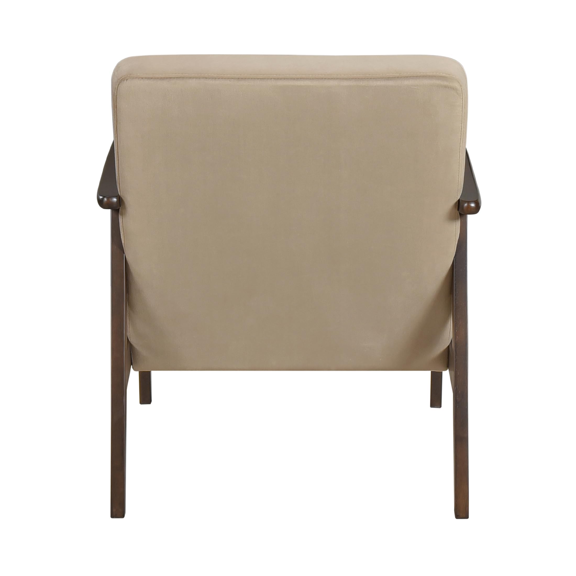 Mid Century Modern Velvet Accent Chair - Solid Wood Armrests & Legs, Cushioned Seat & Backrest - Comfortable Reading & Lounge Chair for Living Room, Bedroom, Studio - Brown Velvet Upholstered Furniture for Home Decor