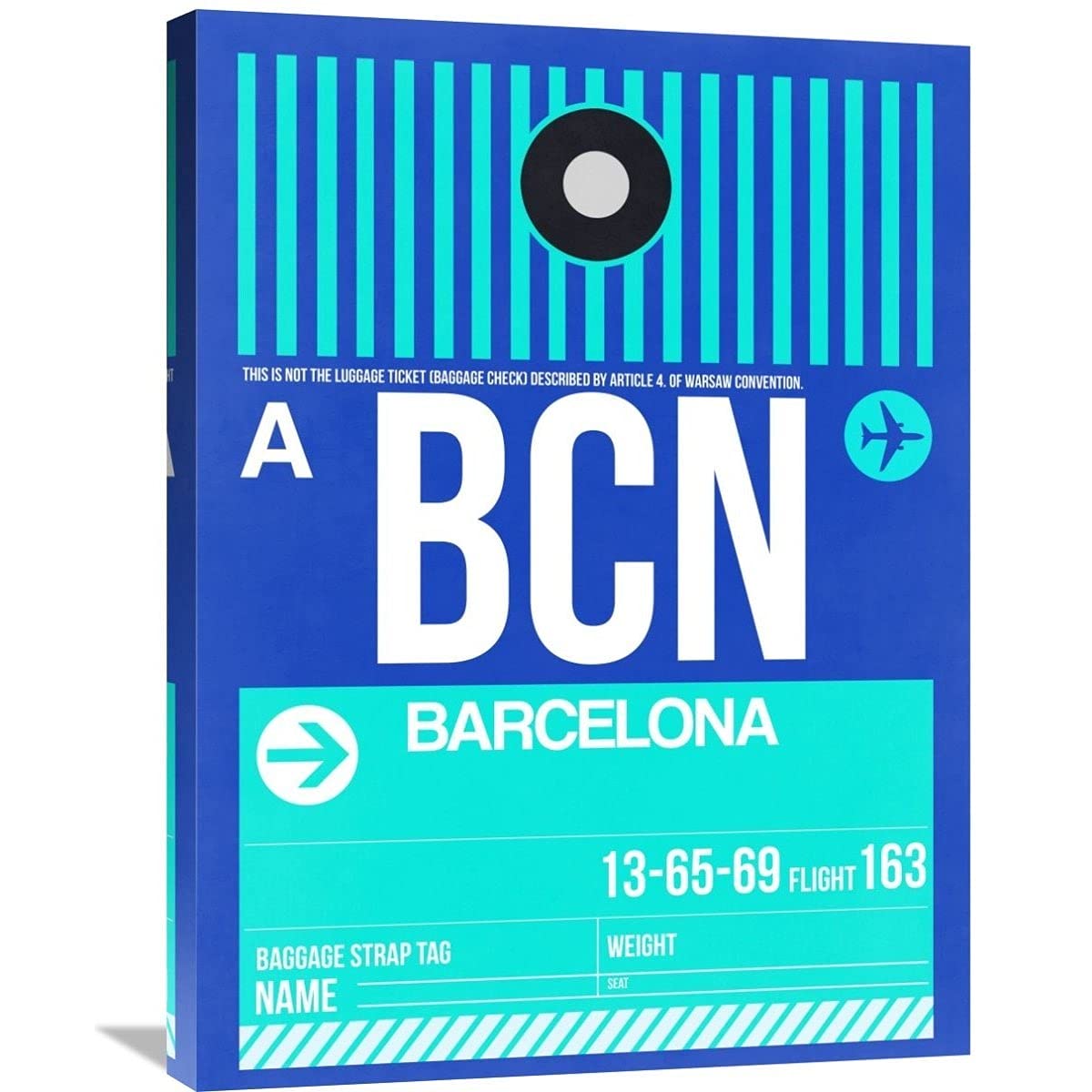 Barcelona Luggage Tag Wall Art - Naxart Studio Stretched Canvas Decor for Home & Office | Travel-Inspired Gift for Wanderlust Lovers