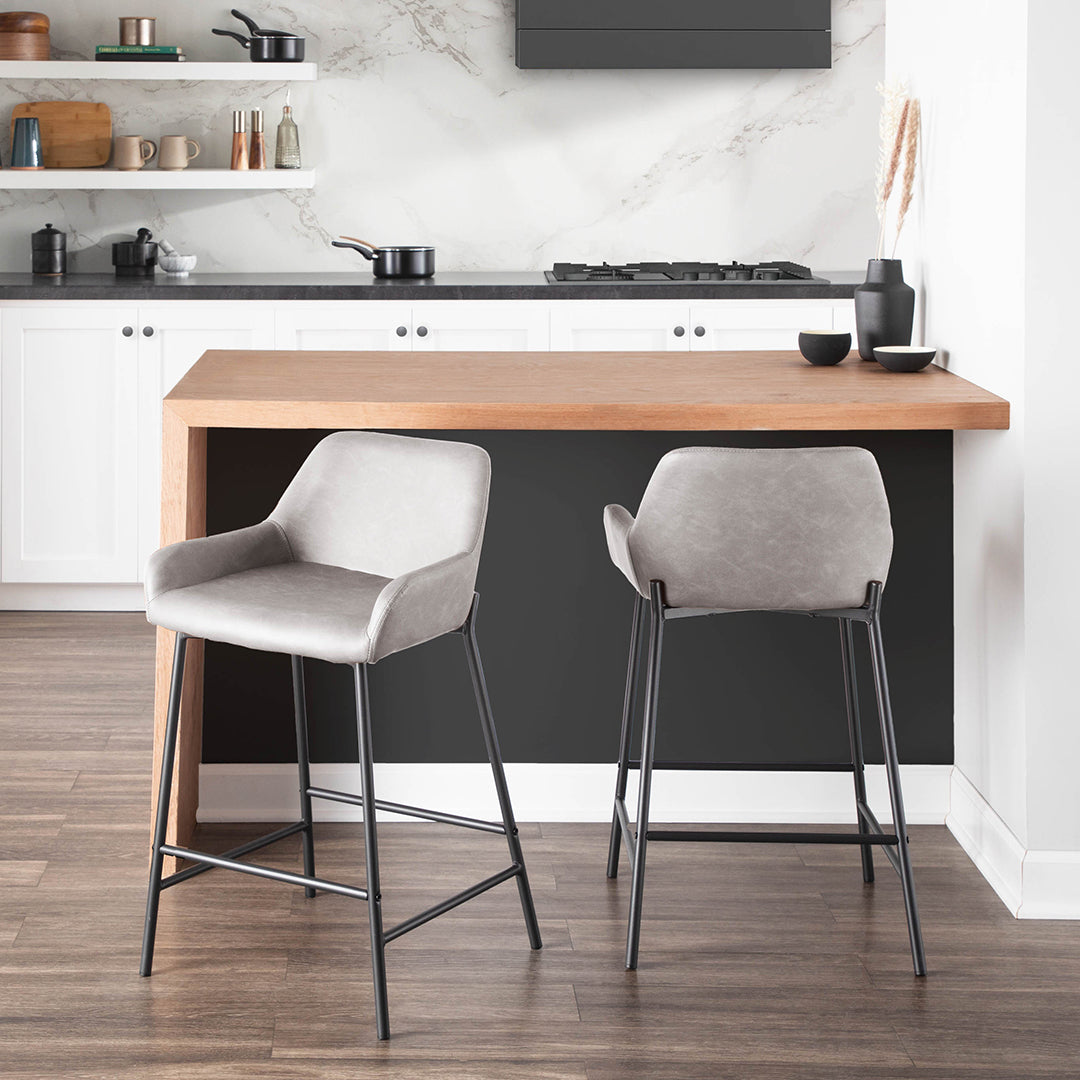Daniella Counter Stools Set of 2 - Modern Bar Stools with Back Support for Kitchen Island, Breakfast Bar & Home Decor
