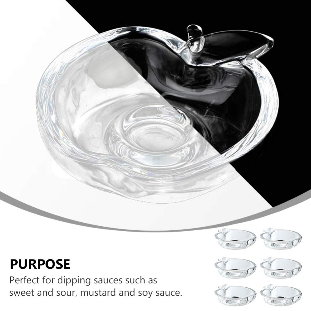 6-Piece Glass Seasoning Dishes Set - Small Dipping Bowls, Appetizer Plates, Ketchup Saucers & Mini Dessert Dishes - Perfect for Condiments, Snacks, Sushi Soy Sauce, and Party Serving