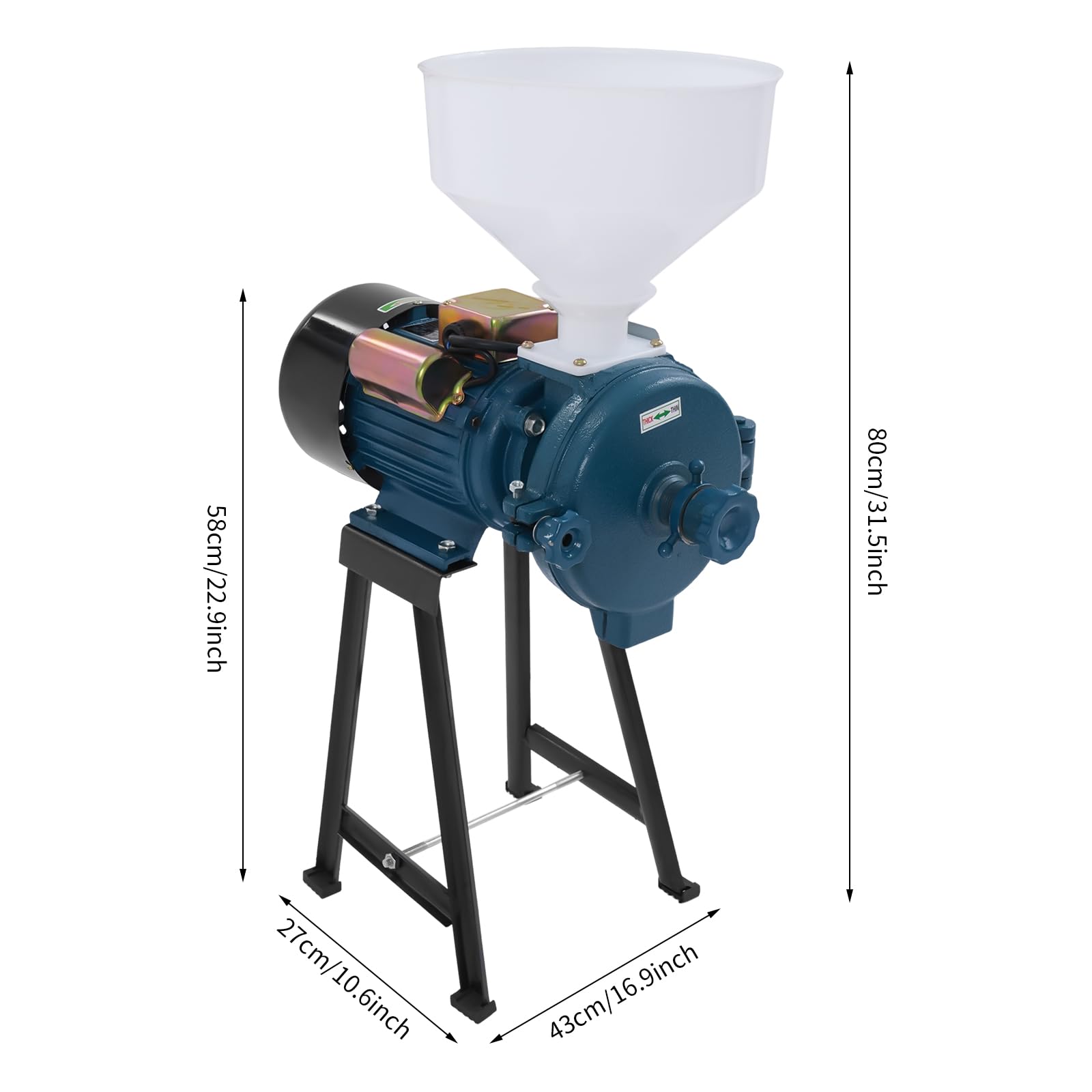 3000W Commercial Electric Grain Mill Grinder - 110V High Power Corn & Wheat Grinder with Funnel - Perfect for Home Baking, Brewing & Commercial Kitchens