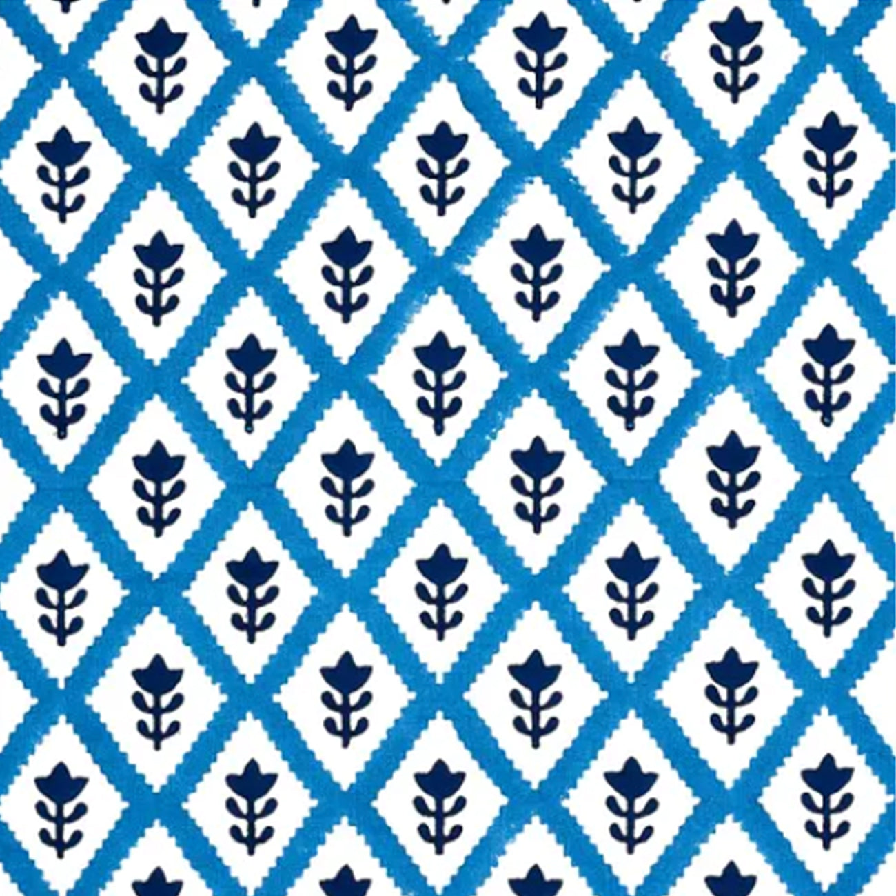 Handmade Buti Block Printed Cotton Fabric - Blue Ethnic Textile for Boho Home Decor, DIY Crafts & Fashion Sewing Projects
