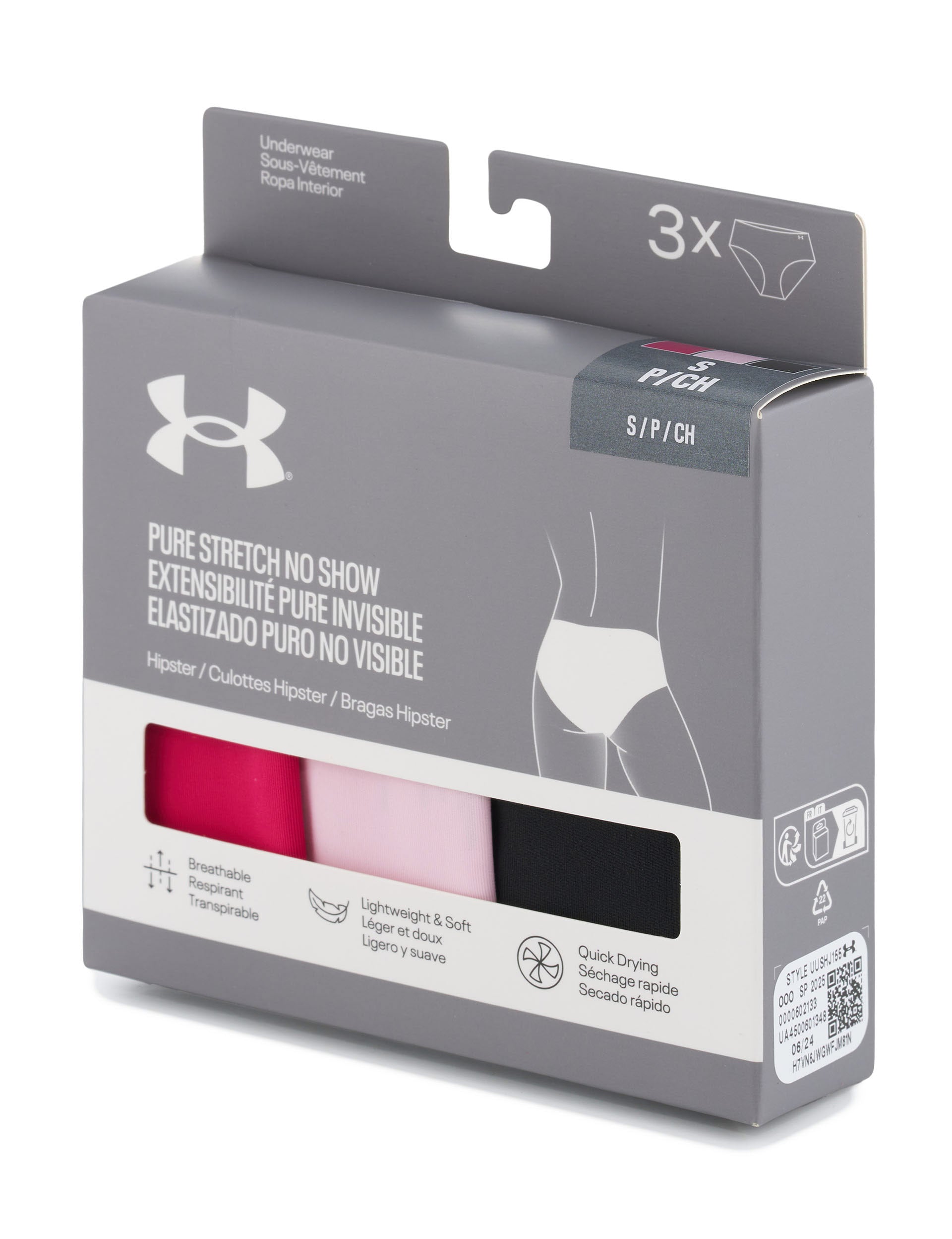 Pure Stretch 3 Pack No Show Hipster Underwear - Breathable Comfort for Everyday Wear | Shaded Fuchsia | Perfect for Yoga, Gym & Lounge