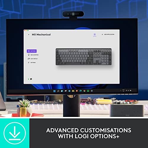 Logitech MX Mechanical Wireless Keyboard - Tactile Quiet Switches, Backlit Keys, Bluetooth/USB-C, Compatible with macOS, Windows, Linux, iOS & Android - Premium Metal Design in Graphite - Perfect for Office Work, Gaming & Programming