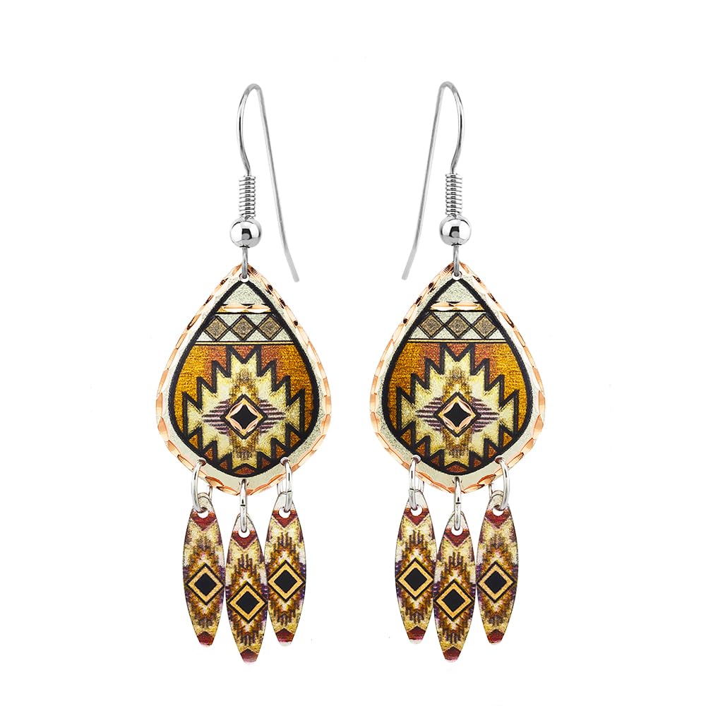 Handmade Southwest Native American Tribal Earrings for Women - Aztec Dangle Earrings in Copper | Artisan-Crafted Jewelry for Boho, Festival & Everyday Wear