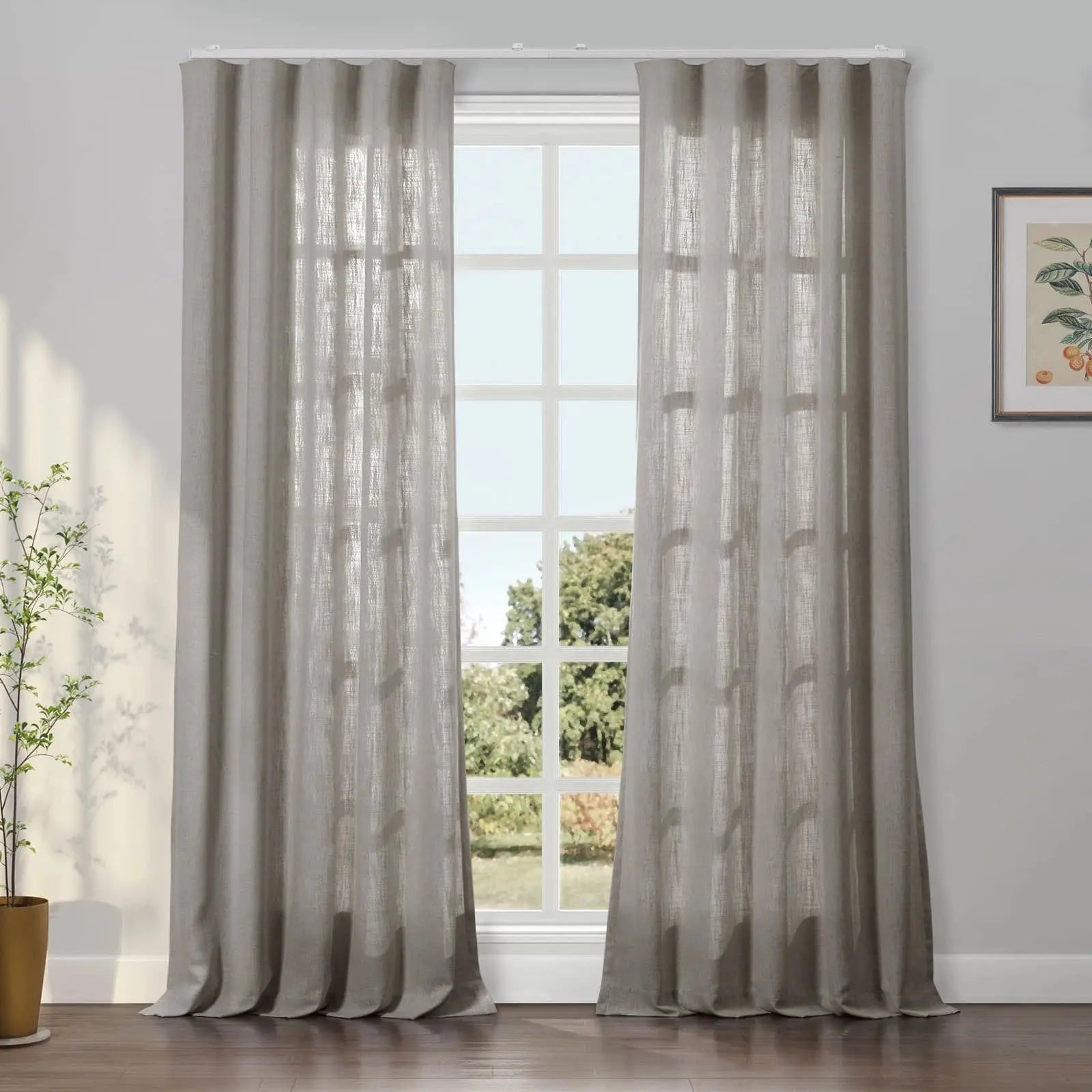 Liz Linen Ripple Fold Drapery Curtains - Elegant Window Treatments for Living Room & Bedroom Decor
