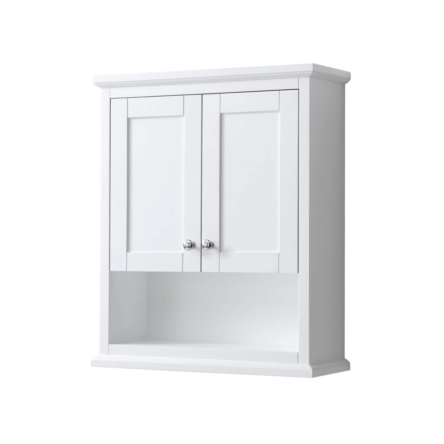 Wyndham Collection Avery White Wall-Mounted Bathroom Storage Cabinet - Space-Saving Organizer for Towels, Toiletries & Bath Essentials
