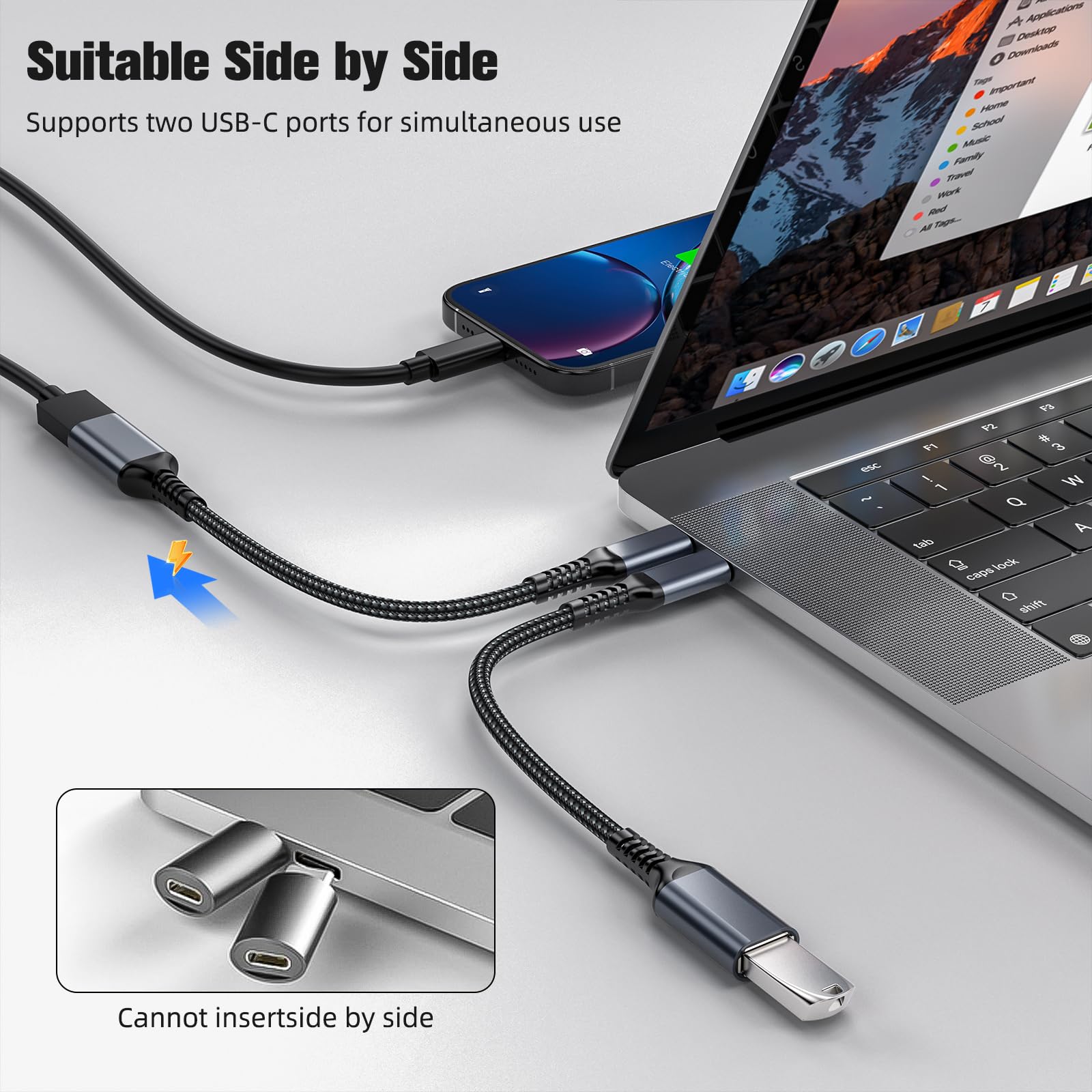 USB C to USB 3.0 Adapter OTG Cable - Compatible with iPhone 15, MacBook, iPad, Samsung Galaxy for Fast Data Transfer