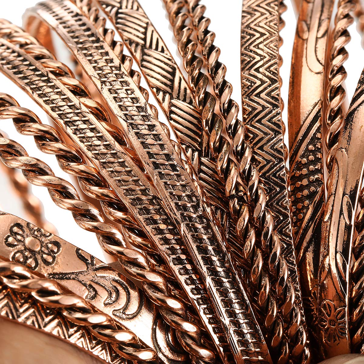 Ensoul Flower Mixed Metal Aztec African Indian Vintage Bangle & Bracelets for Women - Set of 19, 2.68