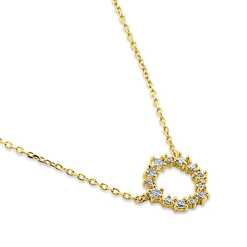 14K Yellow Gold Diamond Wreath Necklace - 0.17 ct Solitaire Pendant for Women | Elegant Everyday Jewelry & Perfect Gift for Anniversary, Birthday, Valentine's Day