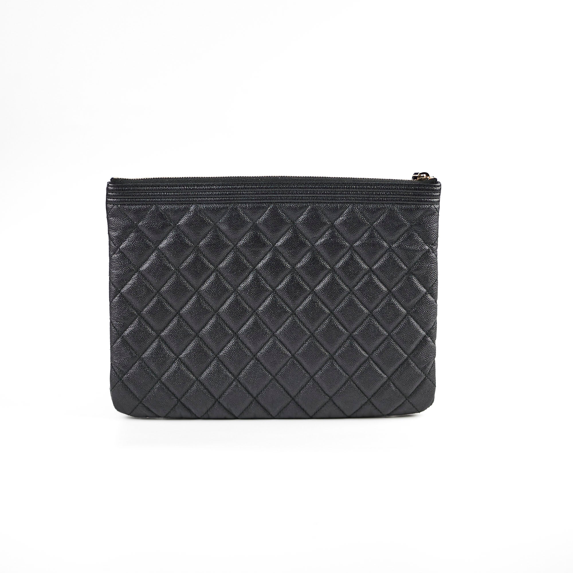 Chanel Boy Caviar Leather Large O Case Handbag - Black Luxury Crossbody Bag for Women | Perfect for Evening Parties, Date Nights & Special Occasions