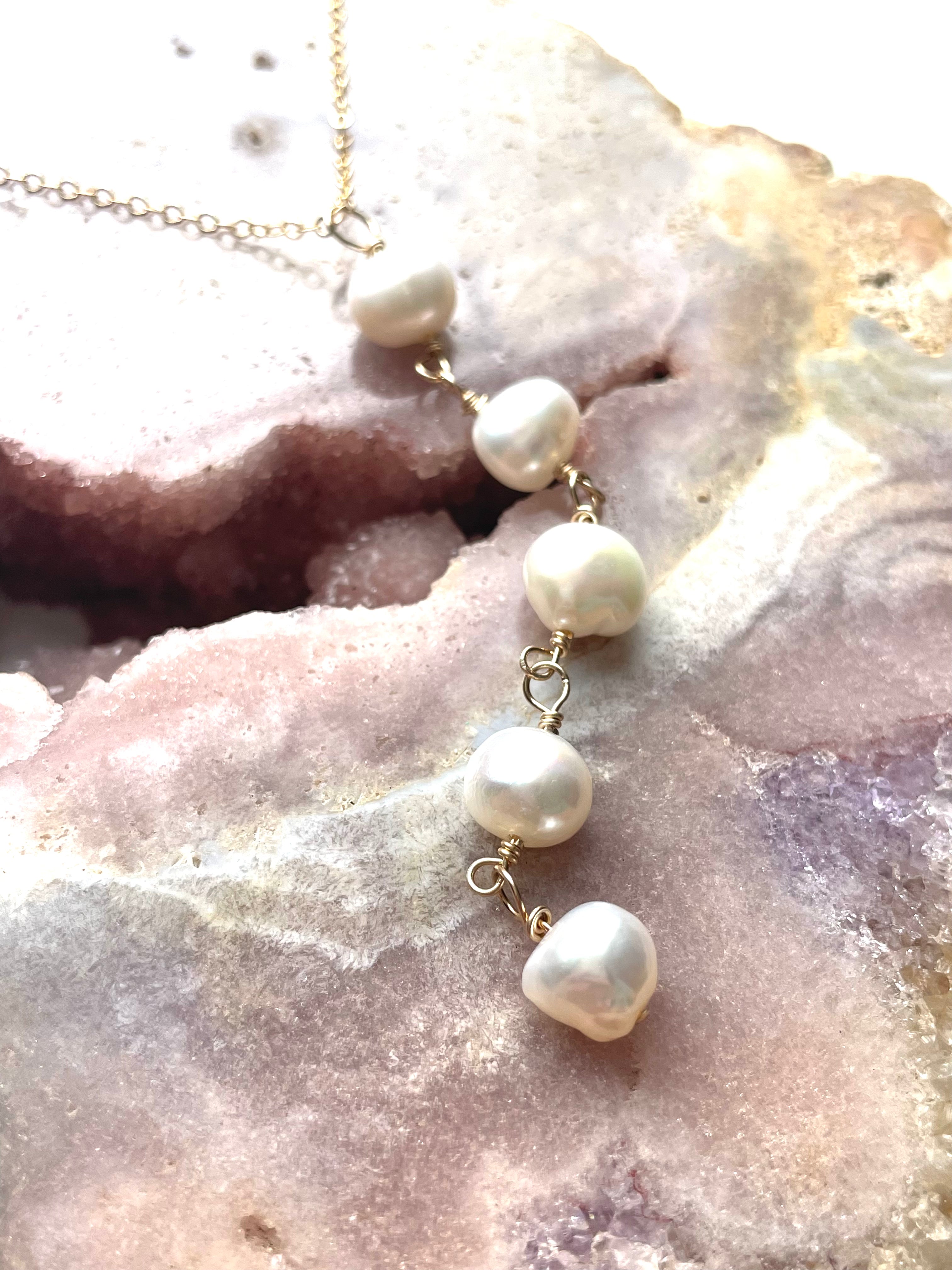 Elegant Pearl Lariat Necklace - Long Layering Pearl Chain for Women | Perfect for Weddings, Parties & Everyday Elegance