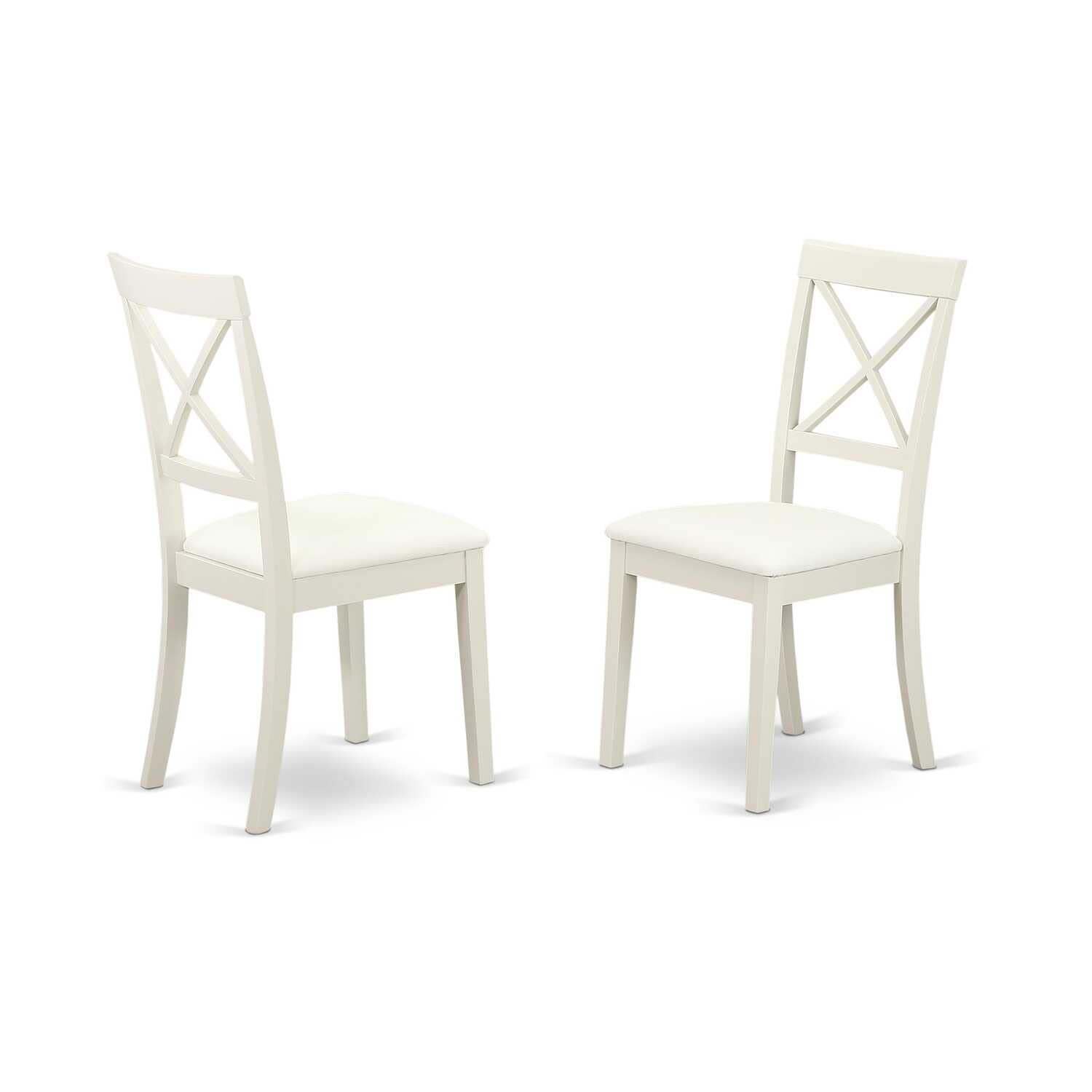 East West Furniture Faux Leather Dining Table and Chairs Set - 5 Piece Kitchen Table Set in Linen White with Rubberwood Frame | Modern Dining Room Furniture for Small Spaces & Apartments