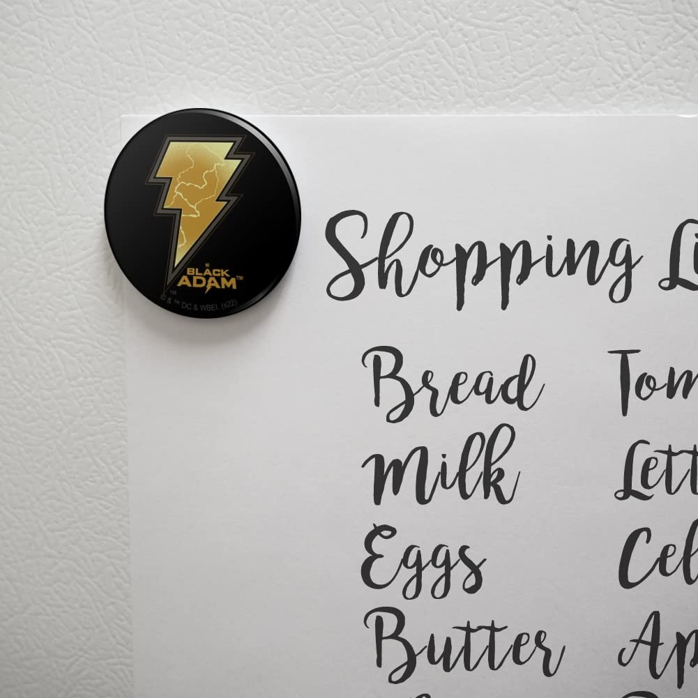 Black Adam Lightning Logo Refrigerator Magnet - Strong Magnetic Kitchen Decor for Fridge, Lockers, Office & Home Use - Perfect for Comics Fans & Superhero Lovers